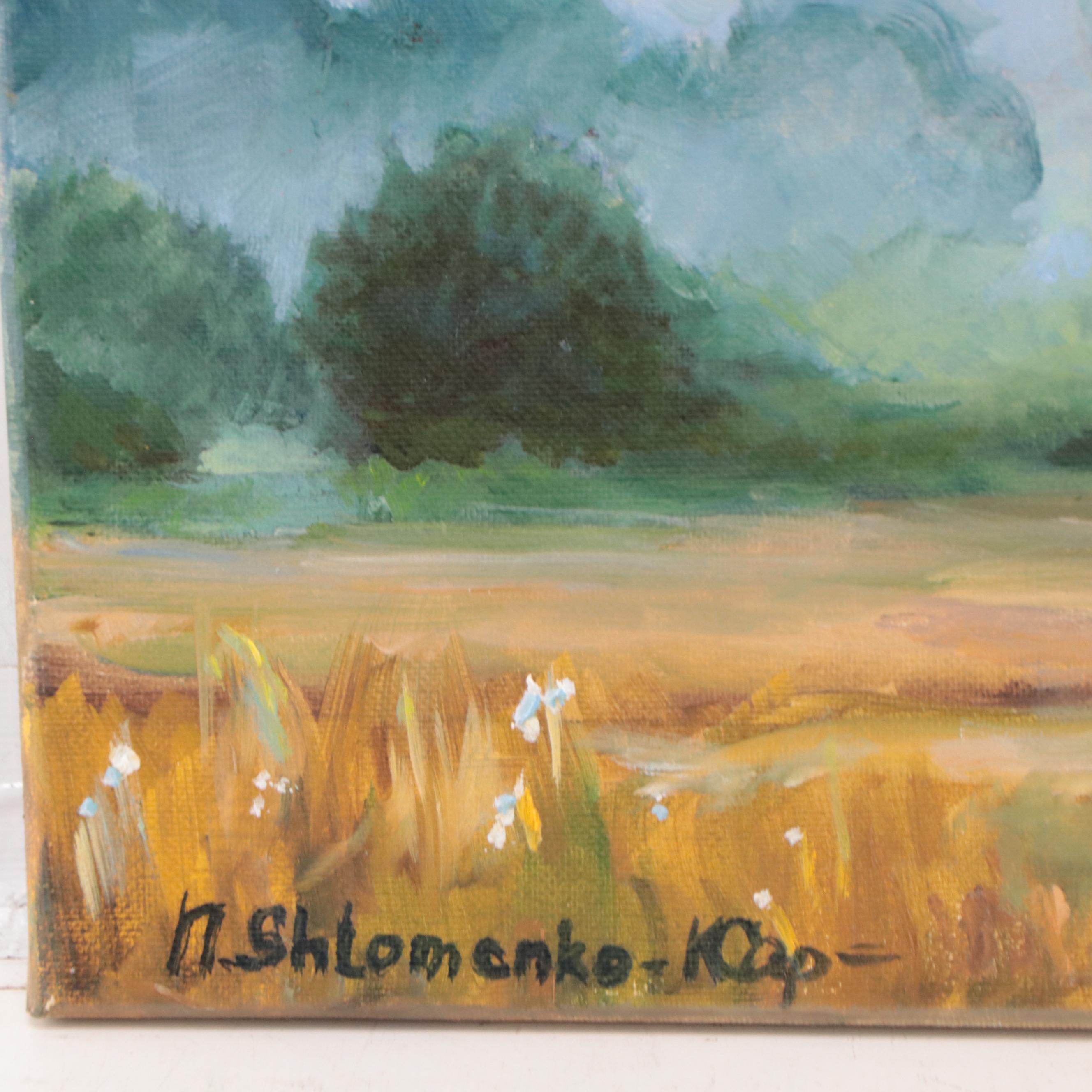 Nataliya Shlomenko Oil Painting of Landscape "Sunset In The Fog," 2022