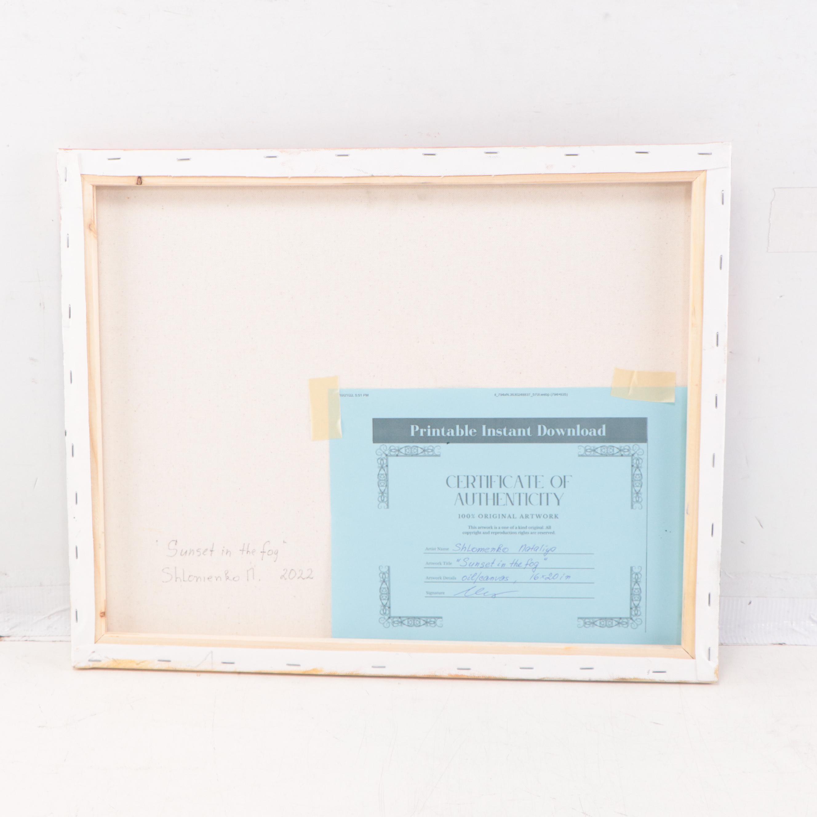 Nataliya Shlomenko Oil Painting of Landscape "Sunset In The Fog," 2022