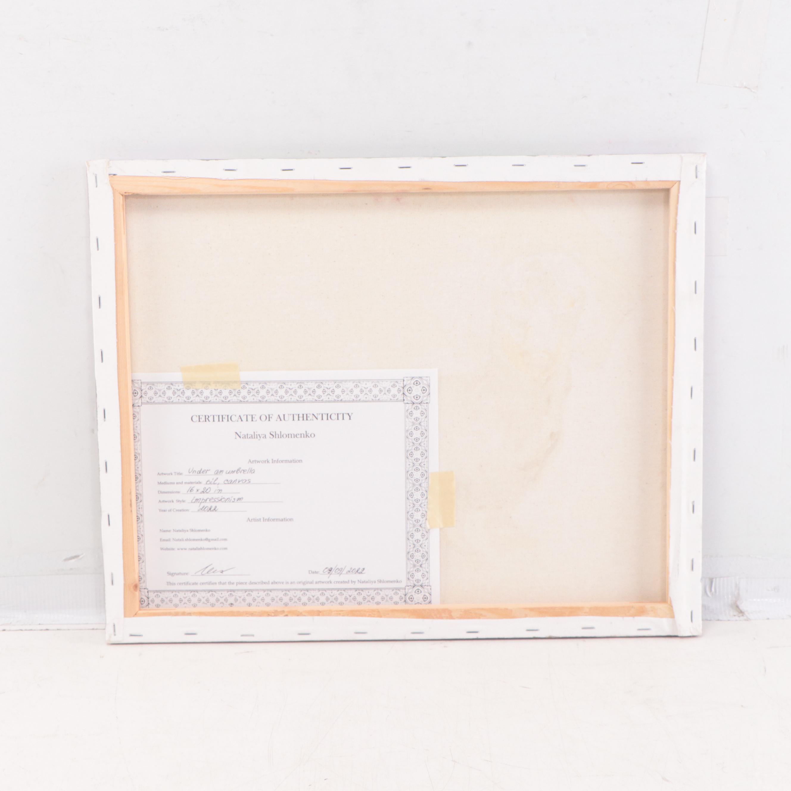 Nataliya Shlomenko Oil Painting of Dachshund "Under An Umbrella," 2022