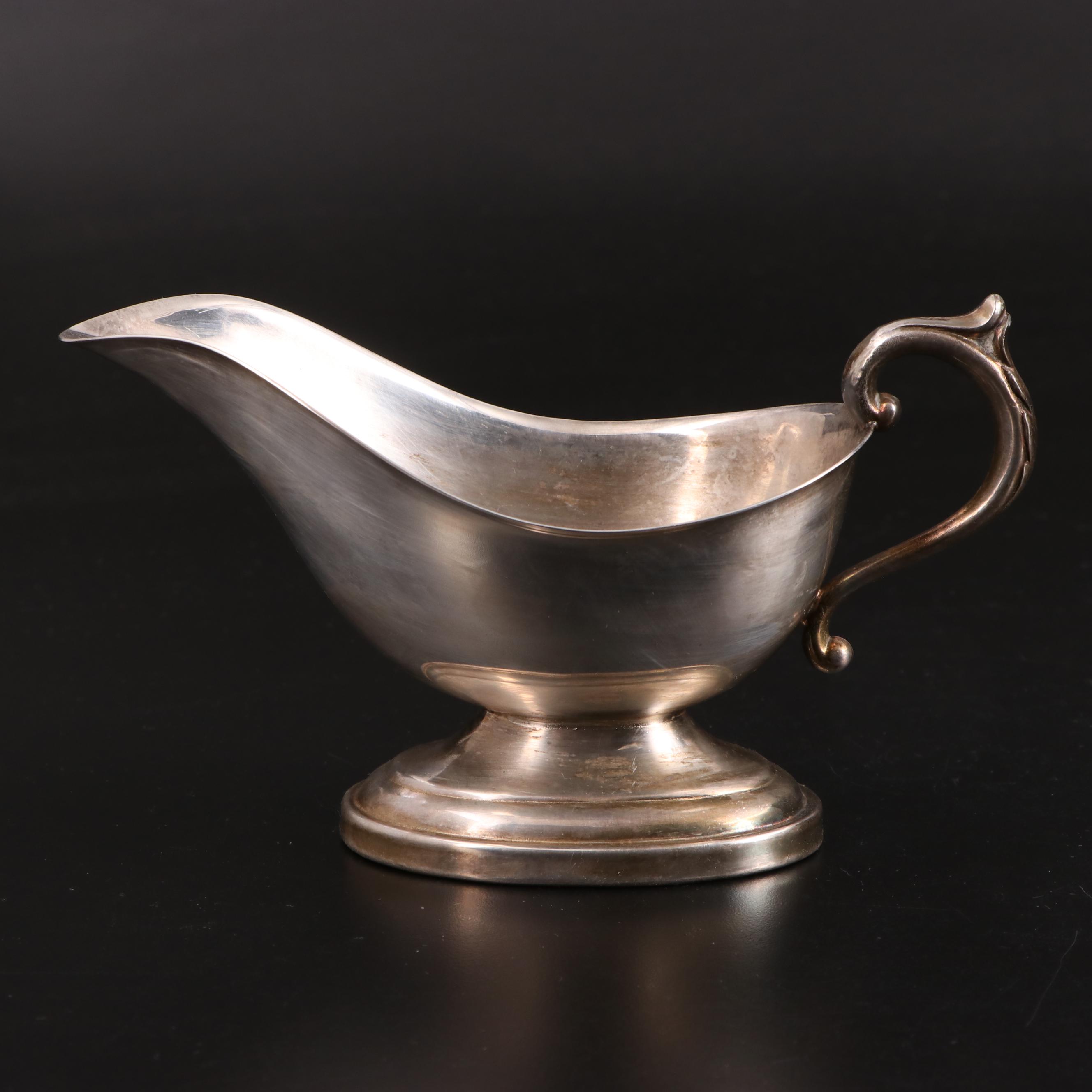 Silver Plate with Other Metal Compote, Centerpiece Bowl, Creamers and Gravy Boat