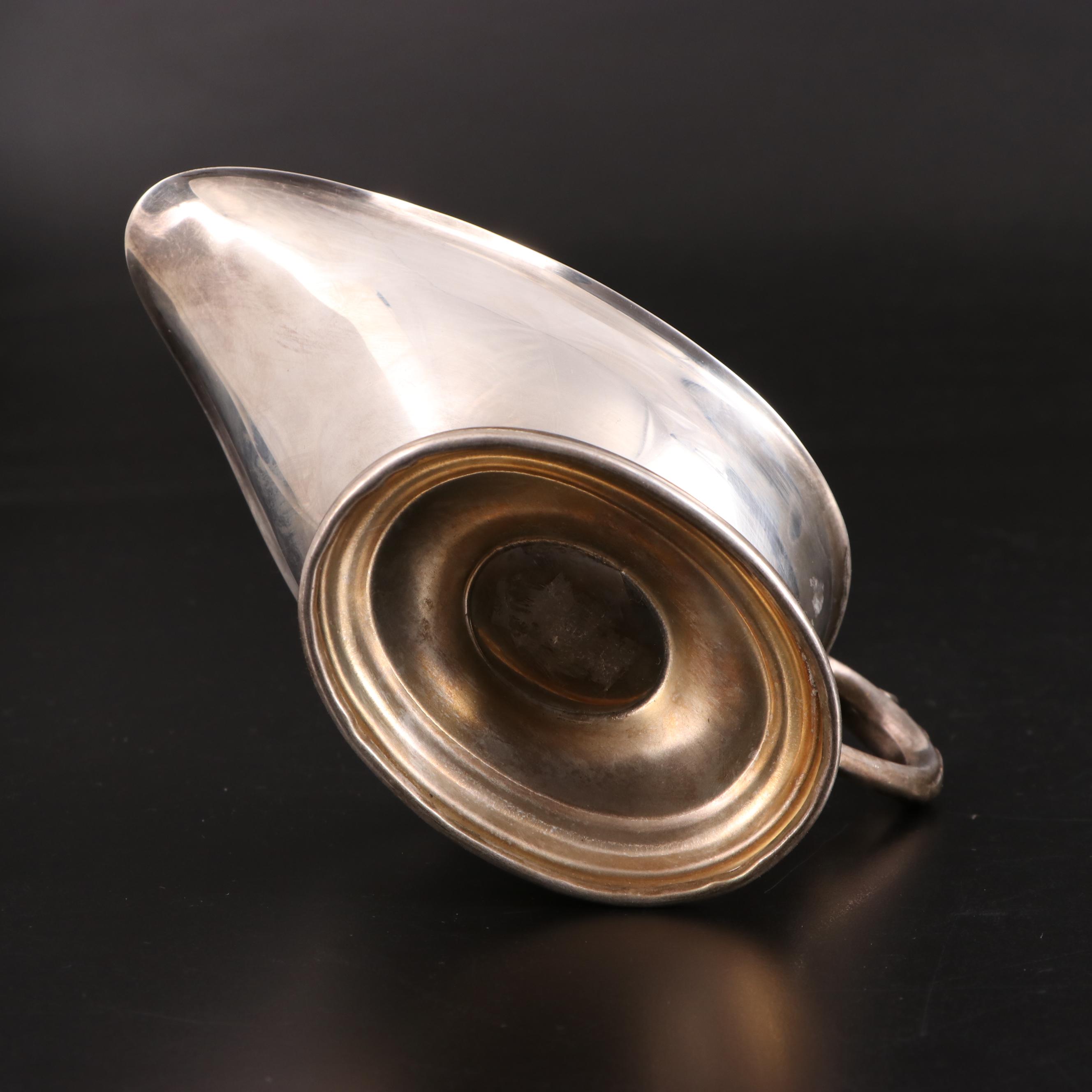 Silver Plate with Other Metal Compote, Centerpiece Bowl, Creamers and Gravy Boat