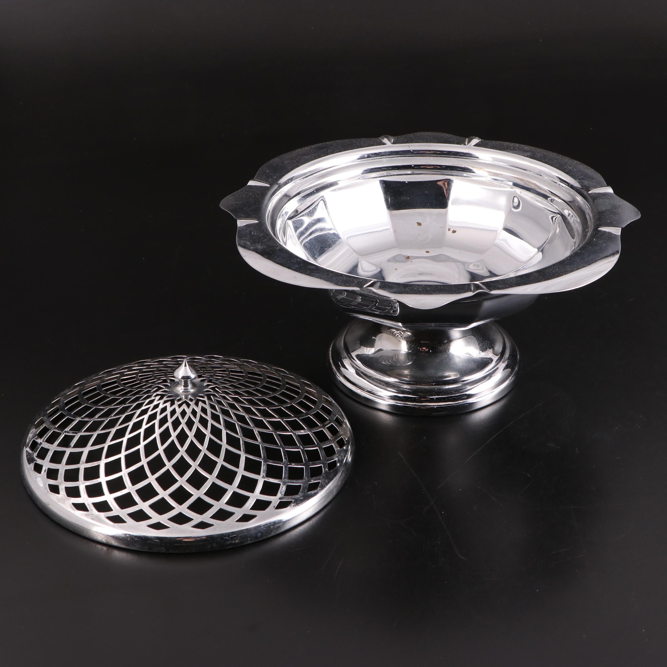 Silver Plate with Other Metal Compote, Centerpiece Bowl, Creamers and Gravy Boat