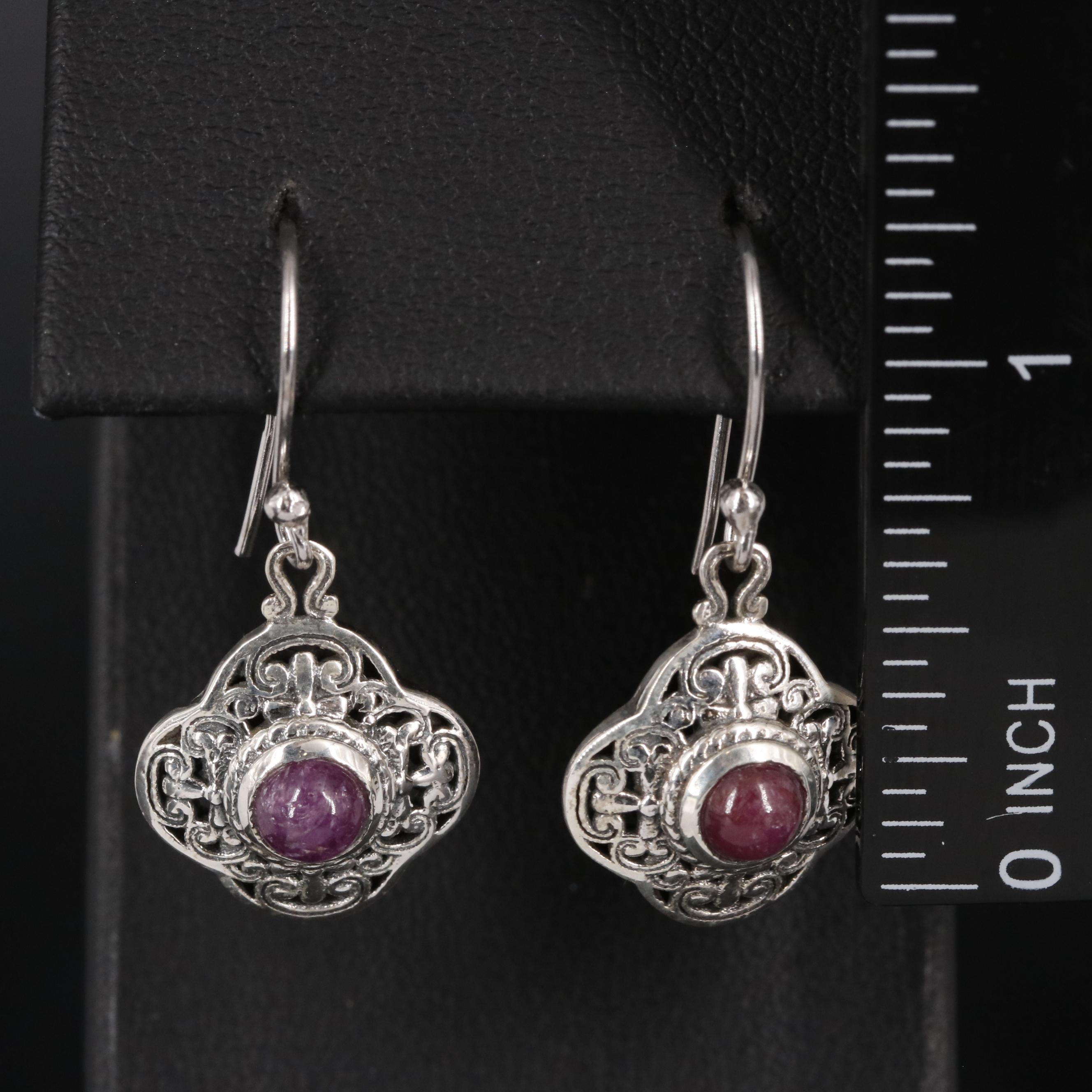Sterling Ruby Dangle Earrings