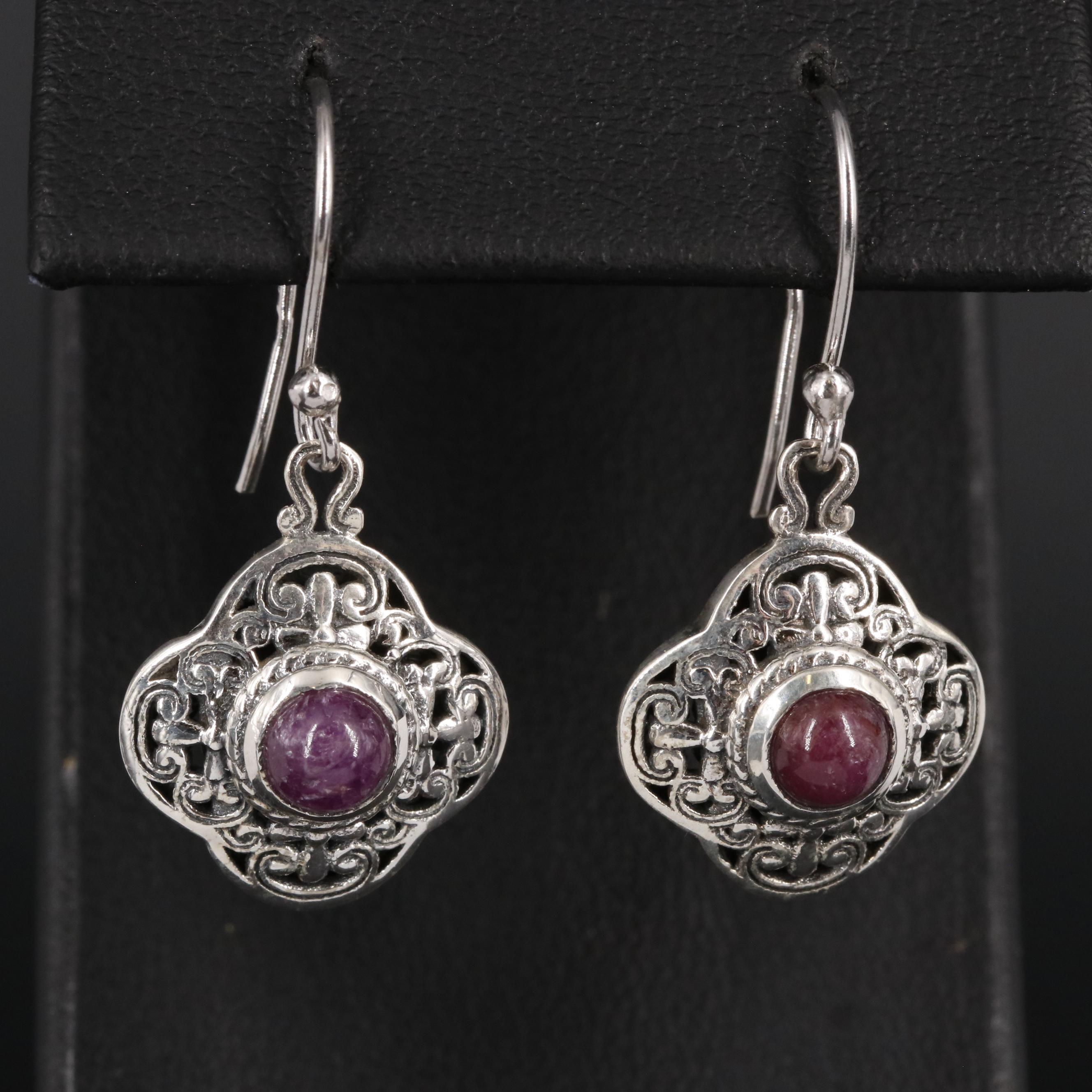 Sterling Ruby Dangle Earrings