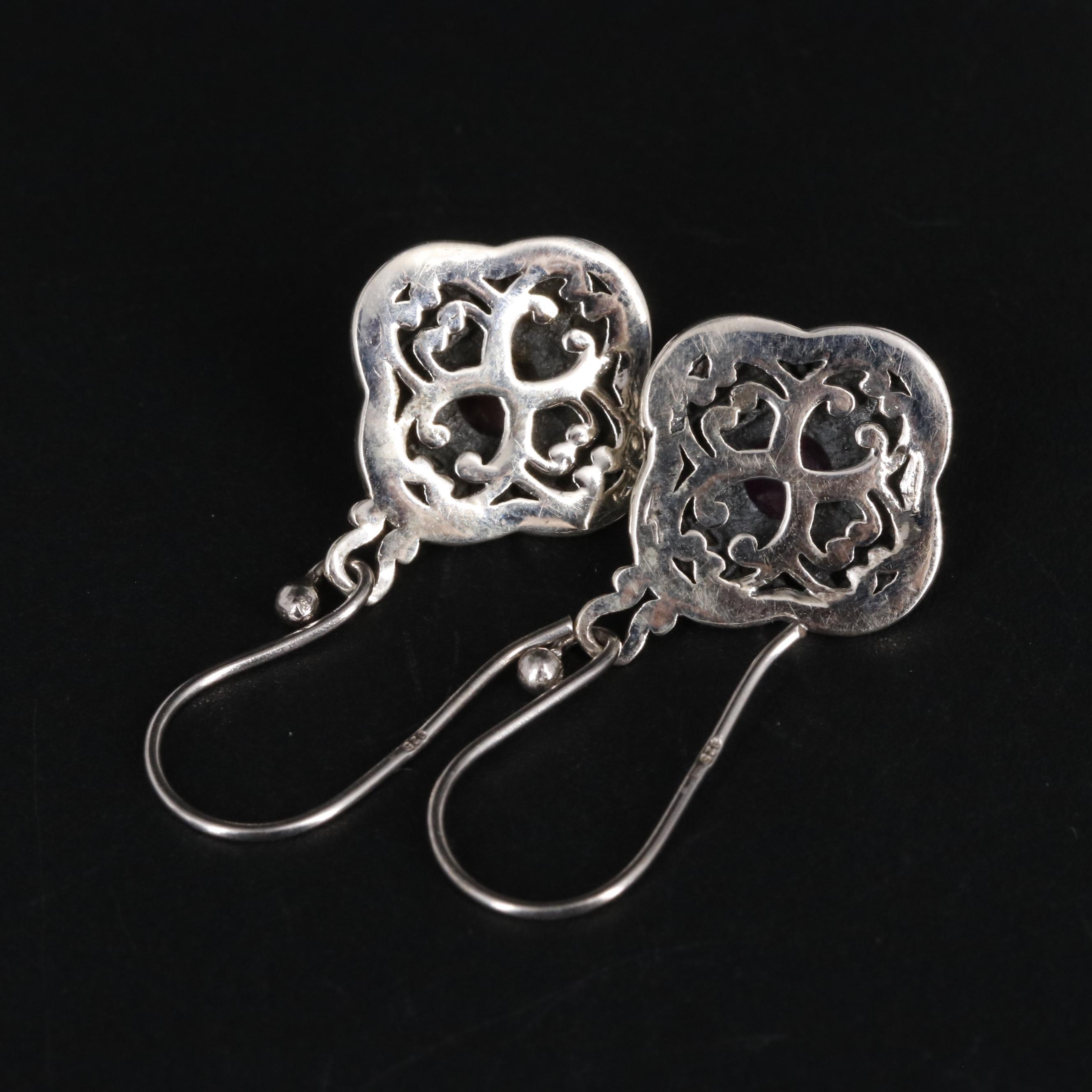 Sterling Ruby Dangle Earrings