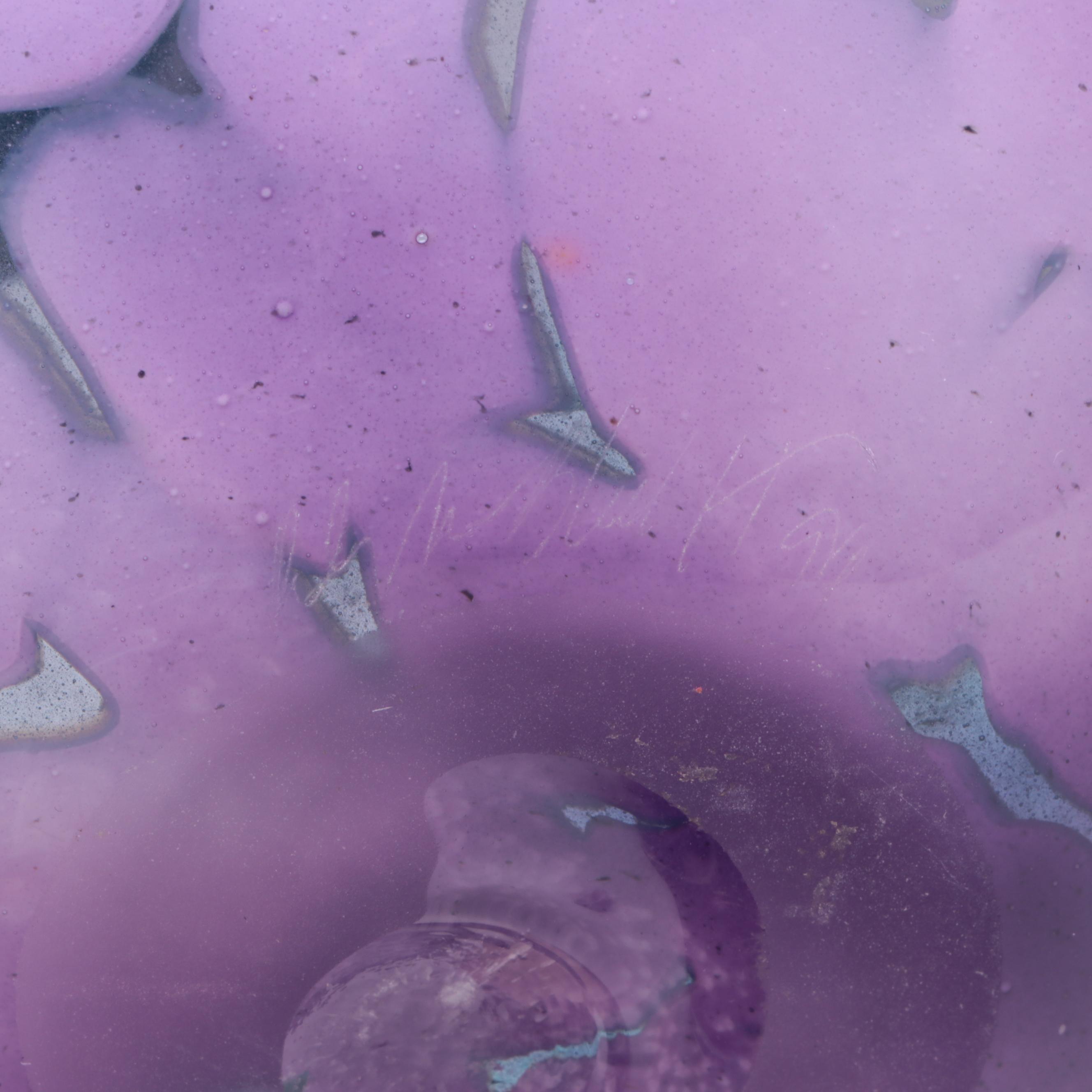 Artist Signed Blown Multicolor Mottled and Fluted Studio Art Glass Bowl, 1996