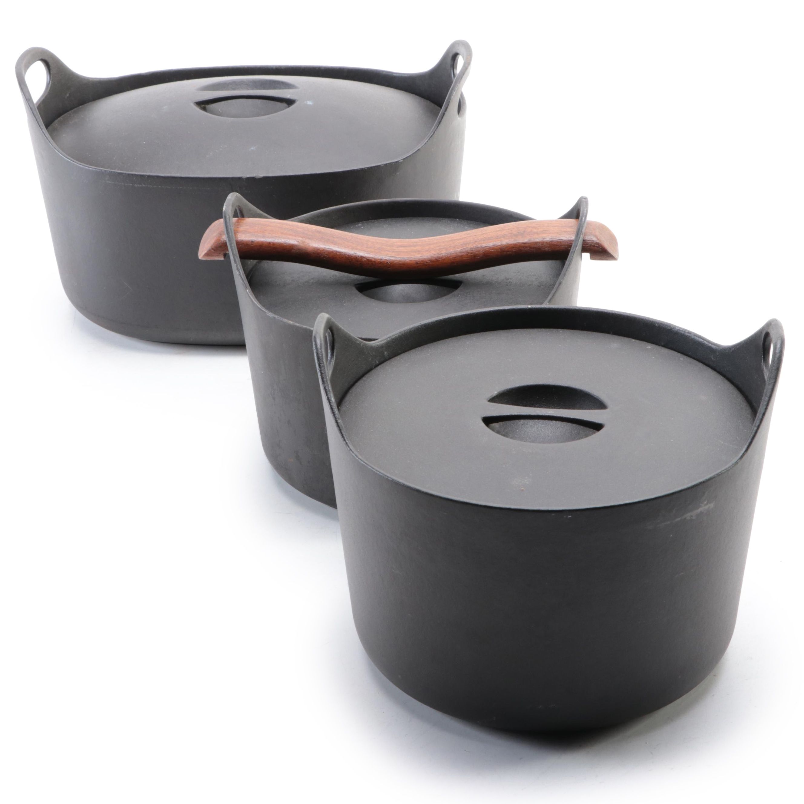 Rosenlew Enameled Cast Iron Casserole Pots, Mid to Late 20th Century