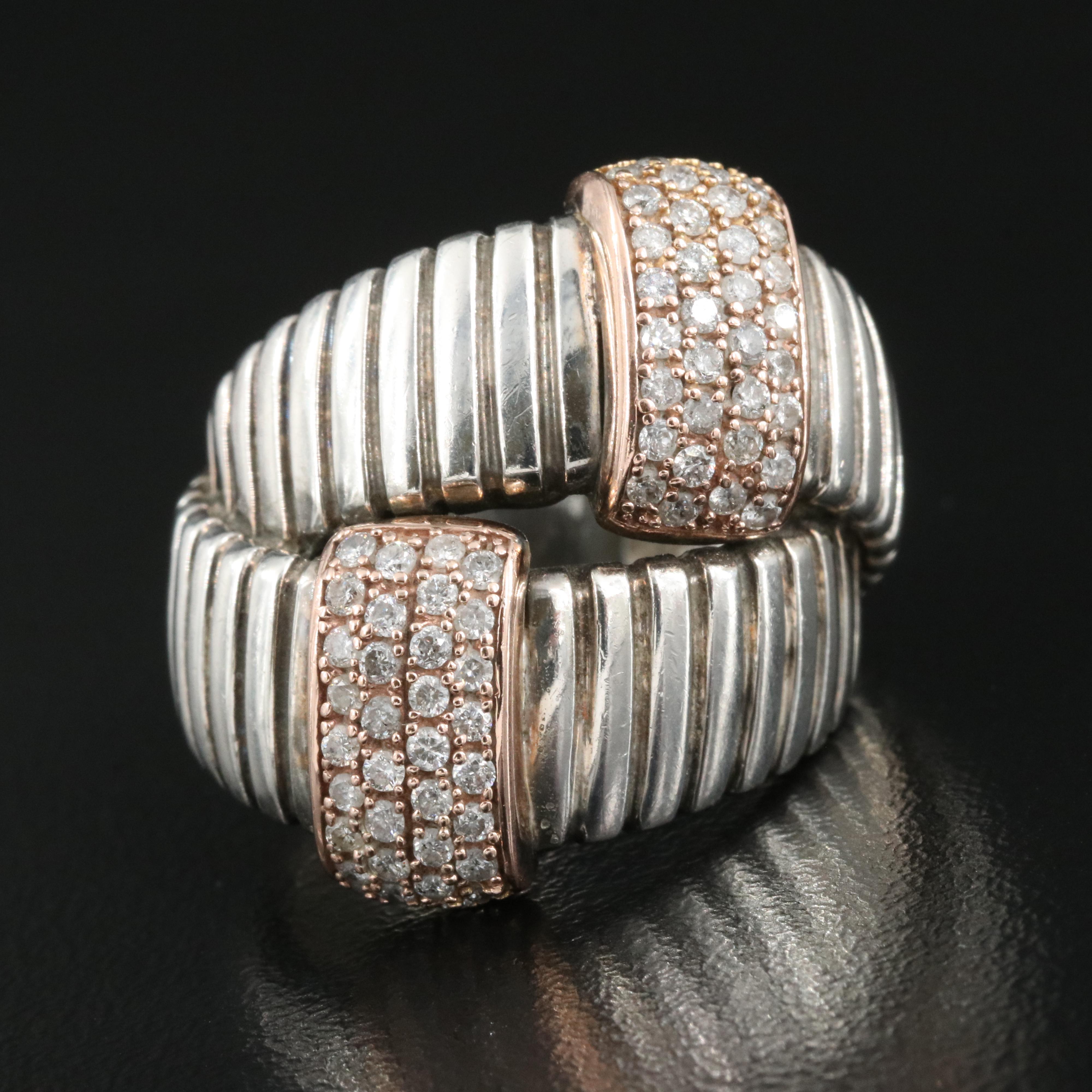 EFFY Sterling Diamond Ring with 14K Accents