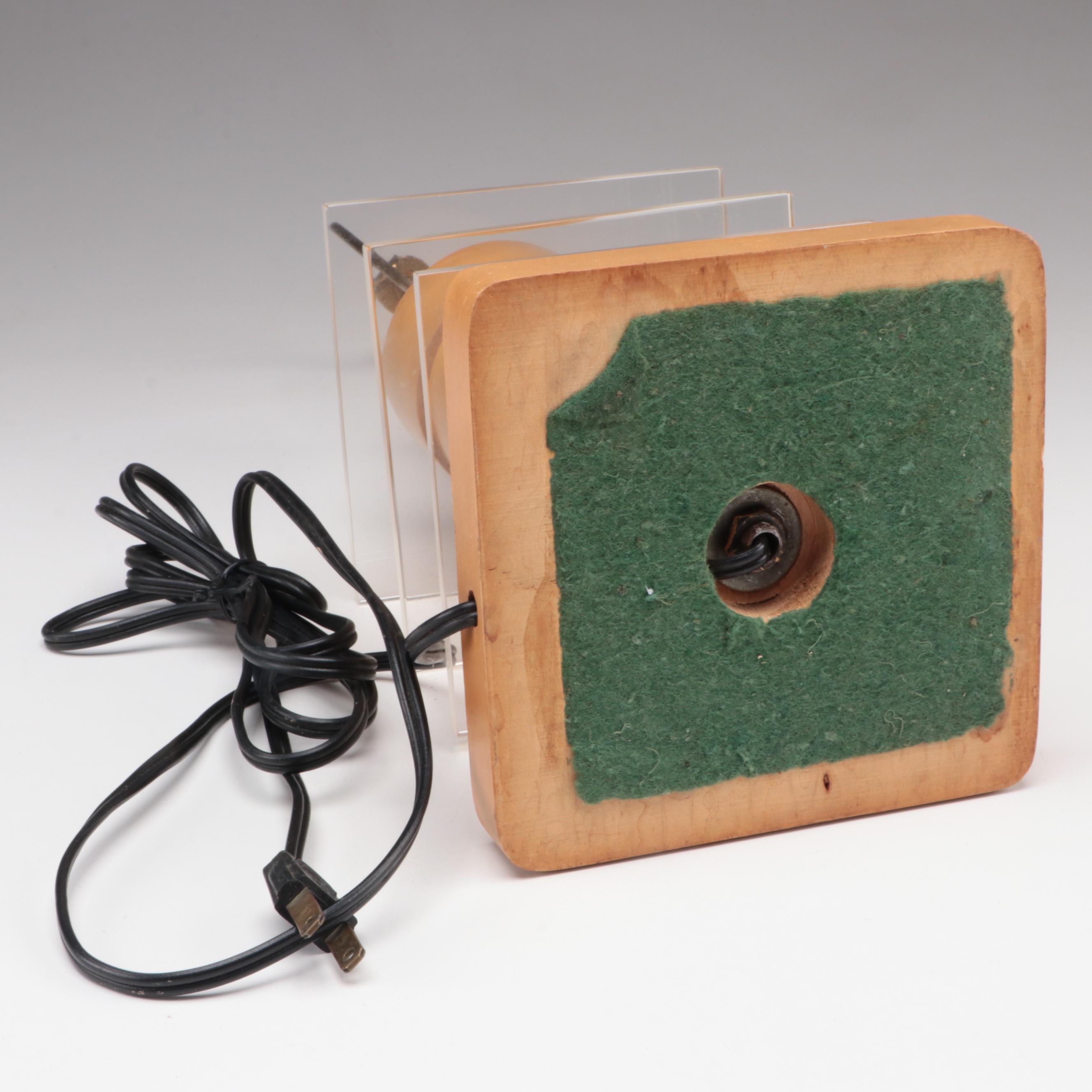 Stacked Acrylic and Wood Table Lamp, Mid-20th Century