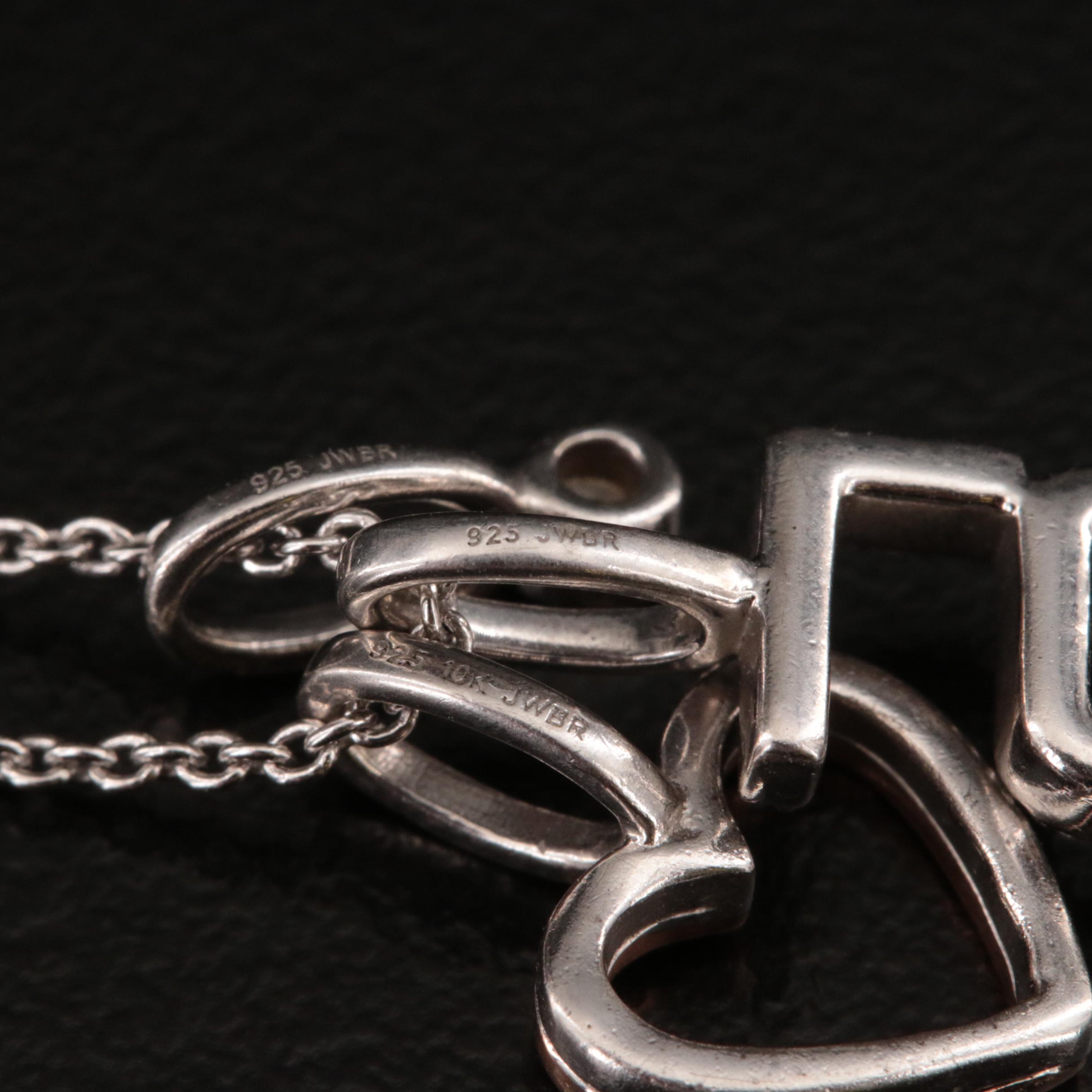 Sterling Diamond Necklace with 10K Rose Gold Accent