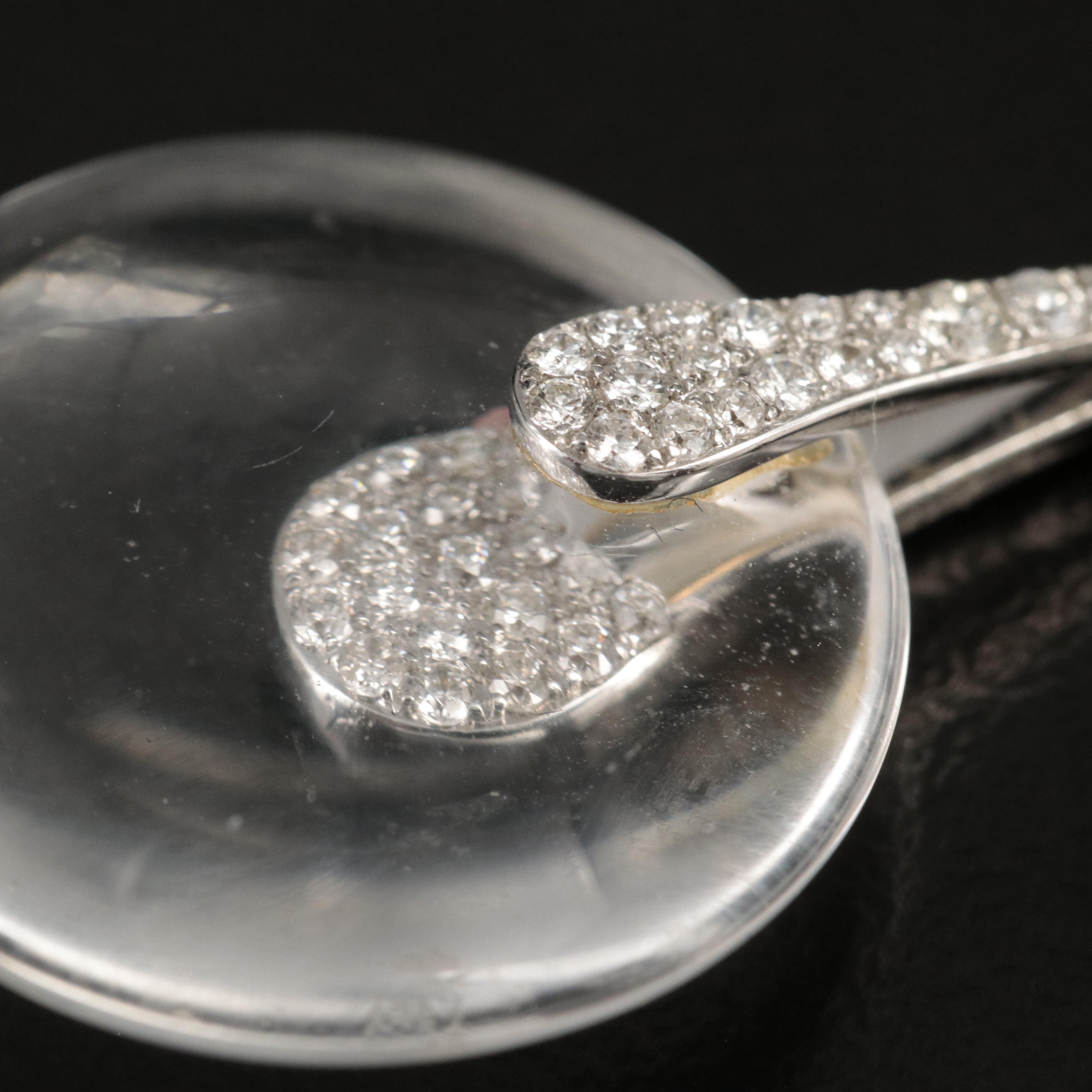 14K Diamond and Rock Crystal Quartz Pendulum Earrings