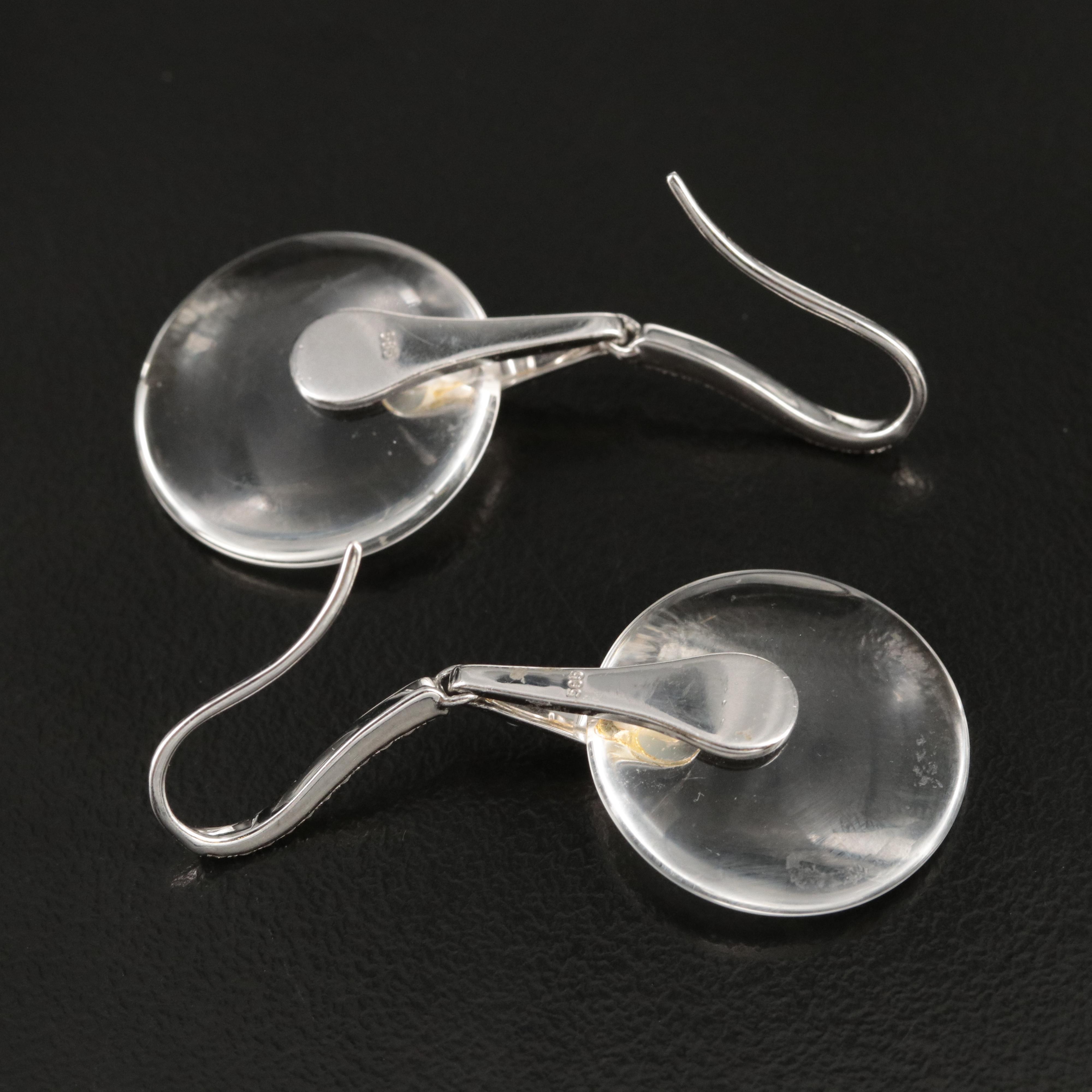 14K Diamond and Rock Crystal Quartz Pendulum Earrings