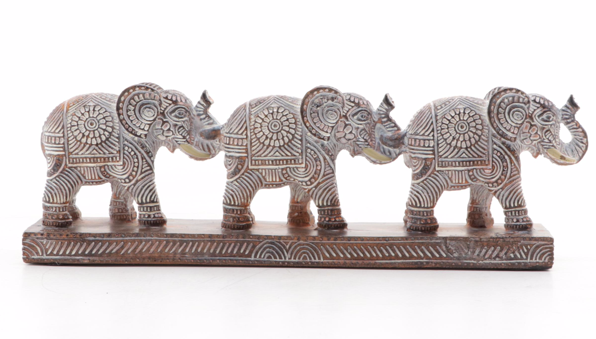 Chinese Pottery Urn With Carved Three-Elephant Figurine