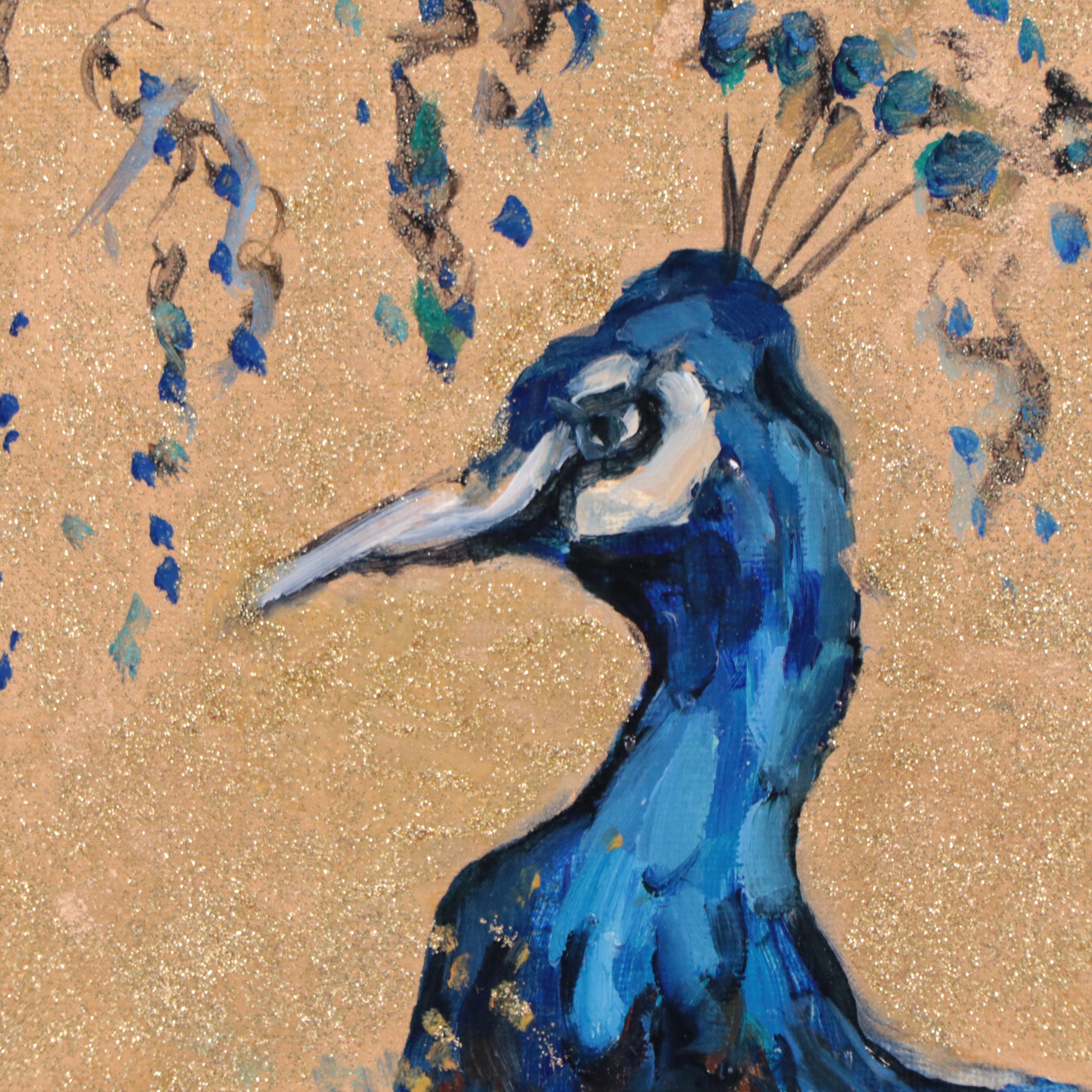 Nataliya Shlomenko Oil Painting "Peacocks On A Golden Background," 2022