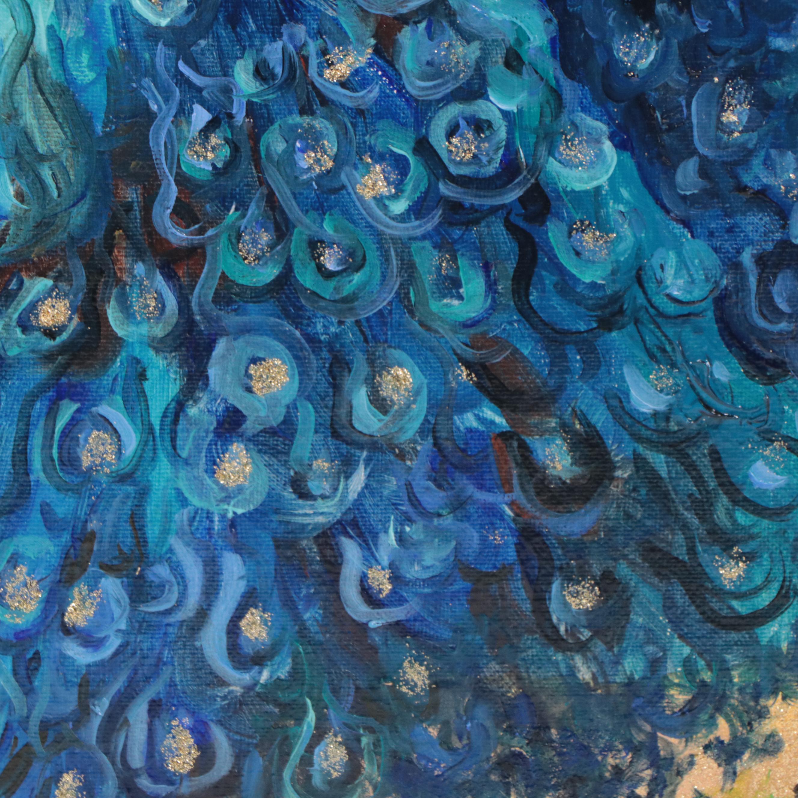 Nataliya Shlomenko Oil Painting "Peacocks On A Golden Background," 2022