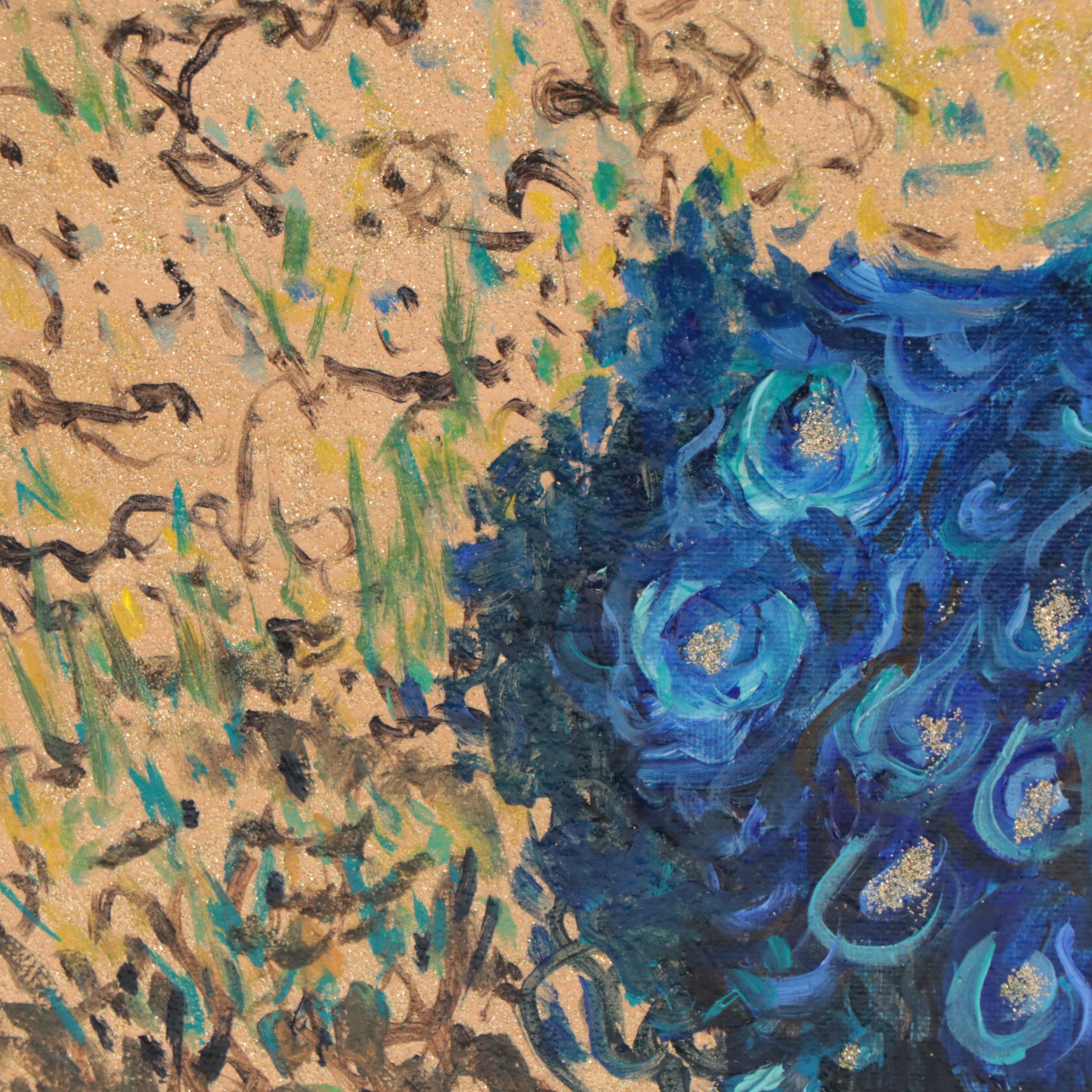 Nataliya Shlomenko Oil Painting "Peacocks On A Golden Background," 2022