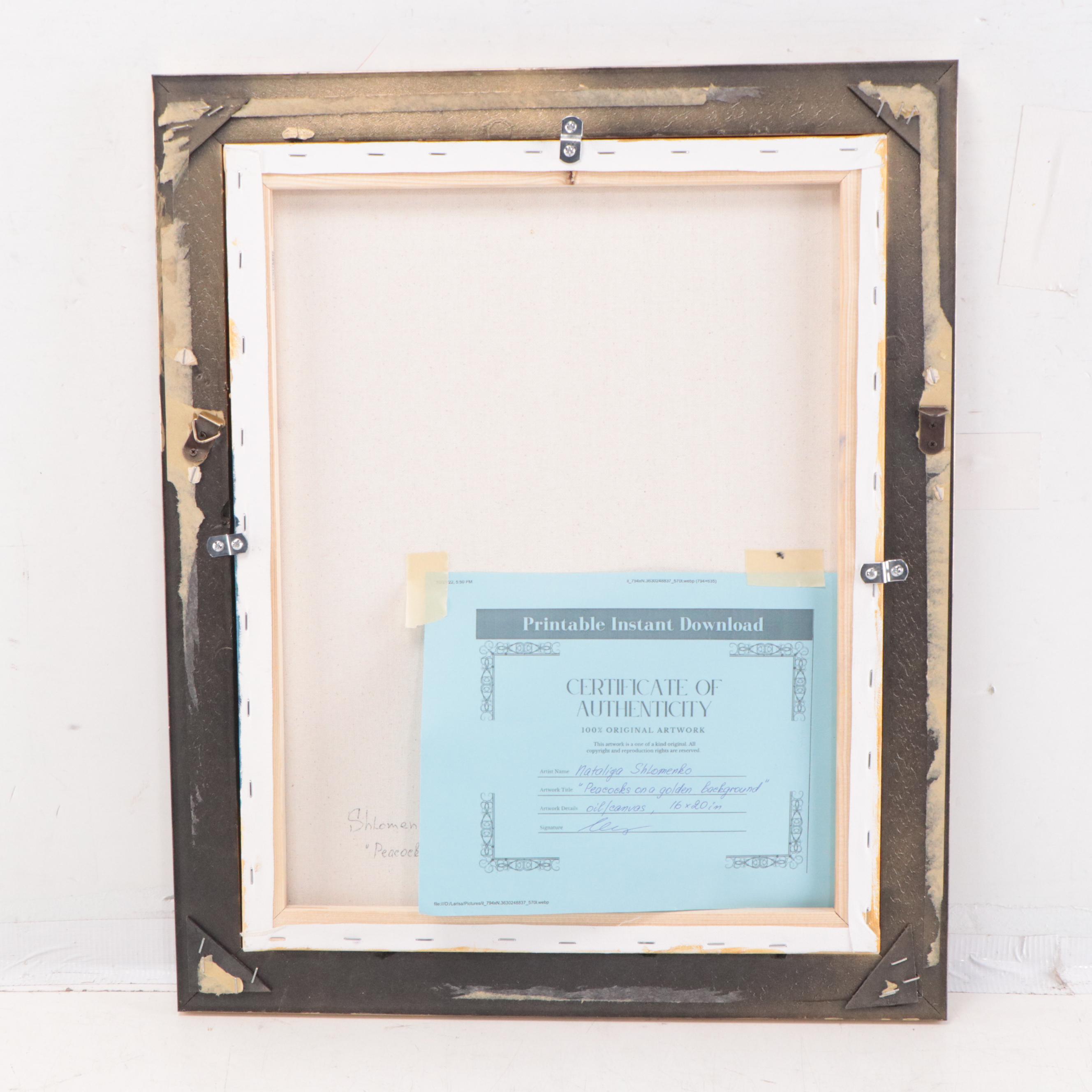 Nataliya Shlomenko Oil Painting "Peacocks On A Golden Background," 2022