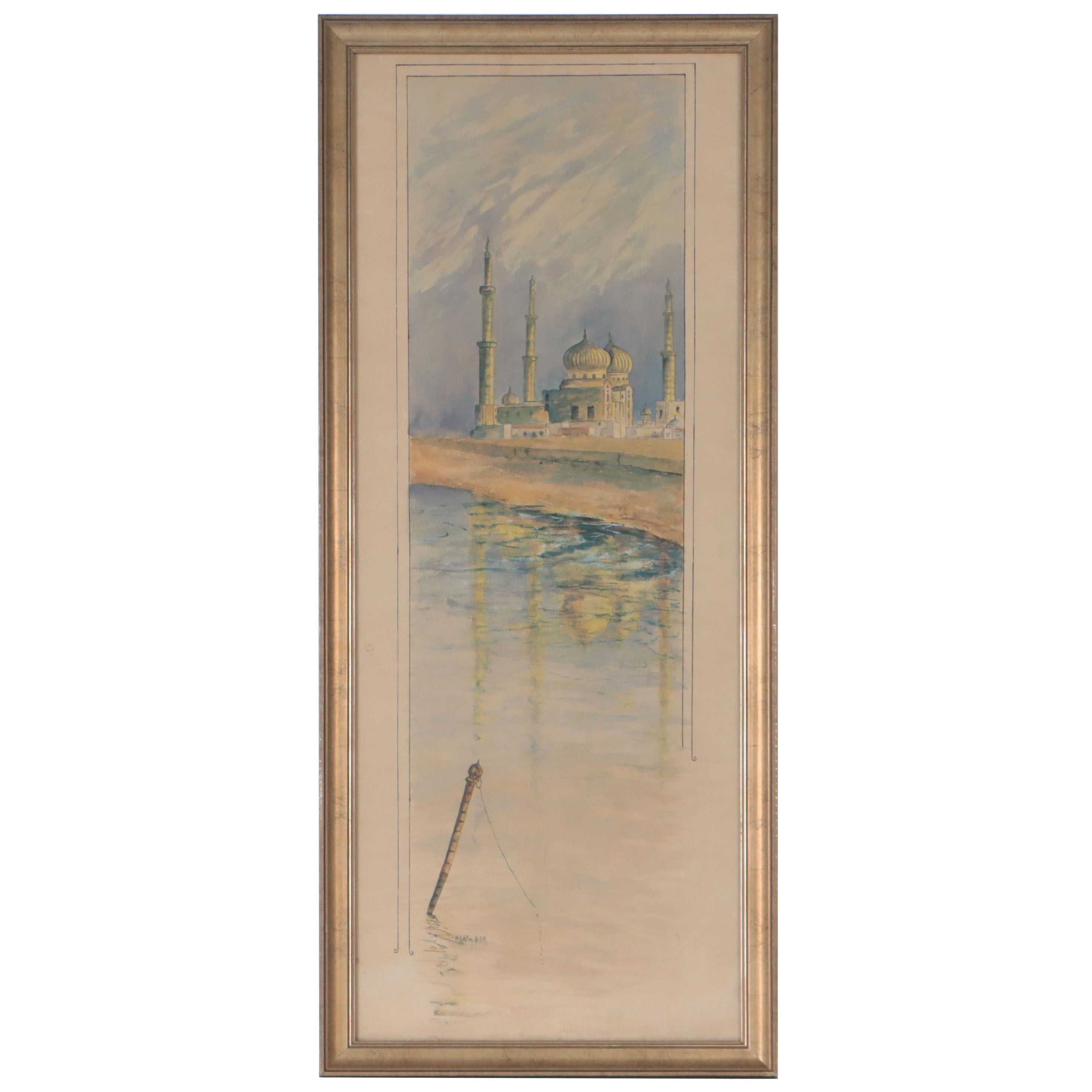 W. Ashton Architectural Watercolor Painting