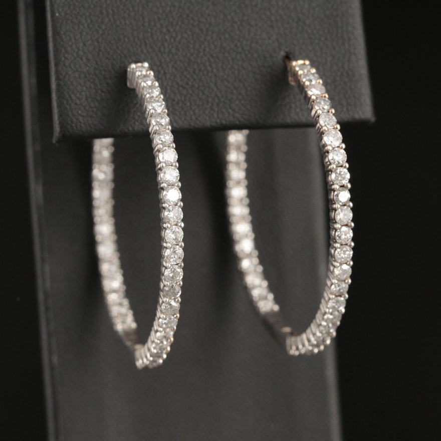 14K 3.81 CTW Diamond Inside-Out Hoop Earrings