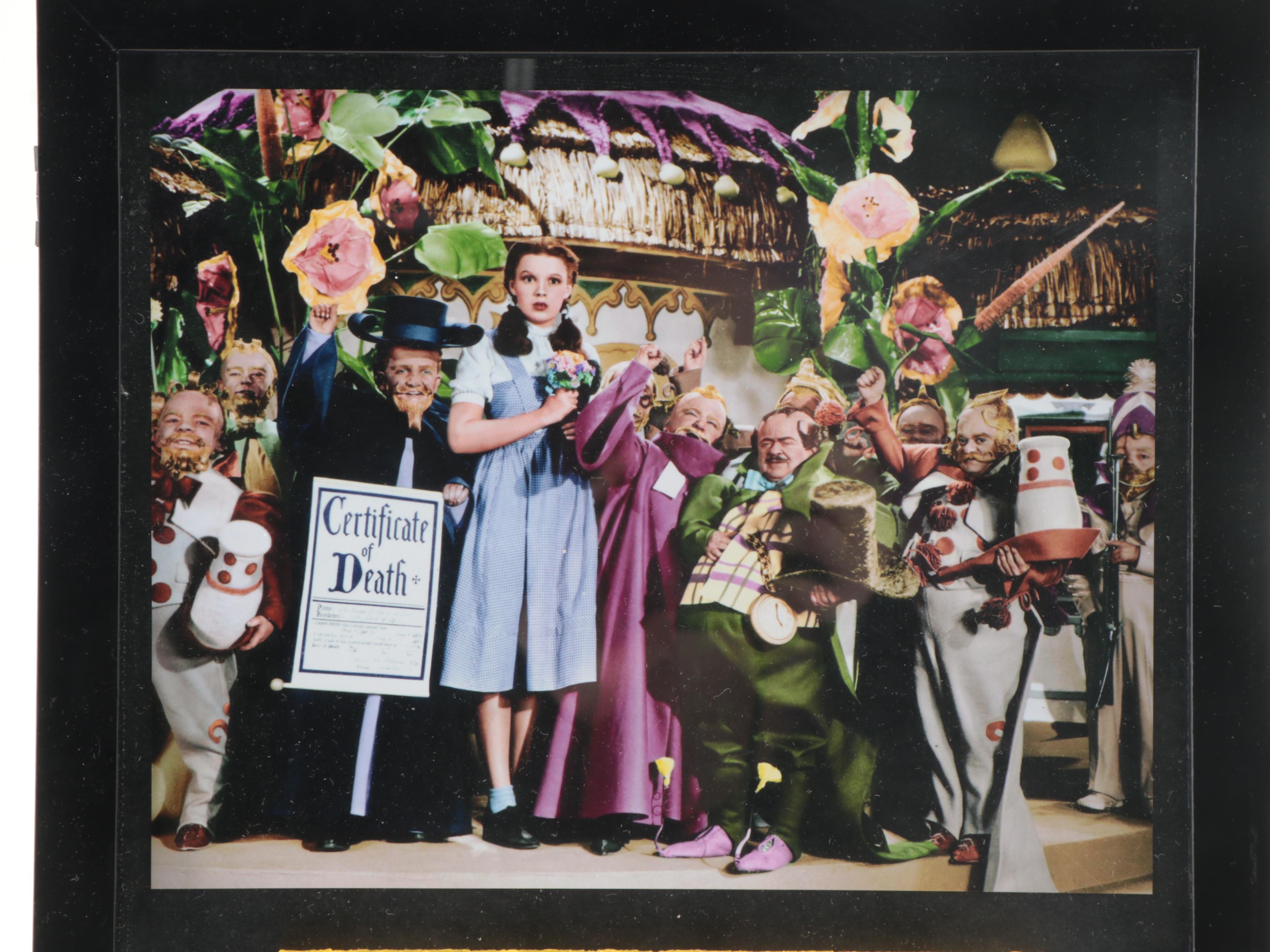 Wizard Of Oz Framed Display With Munchkins Signed Yellow Brick, Giclée Print