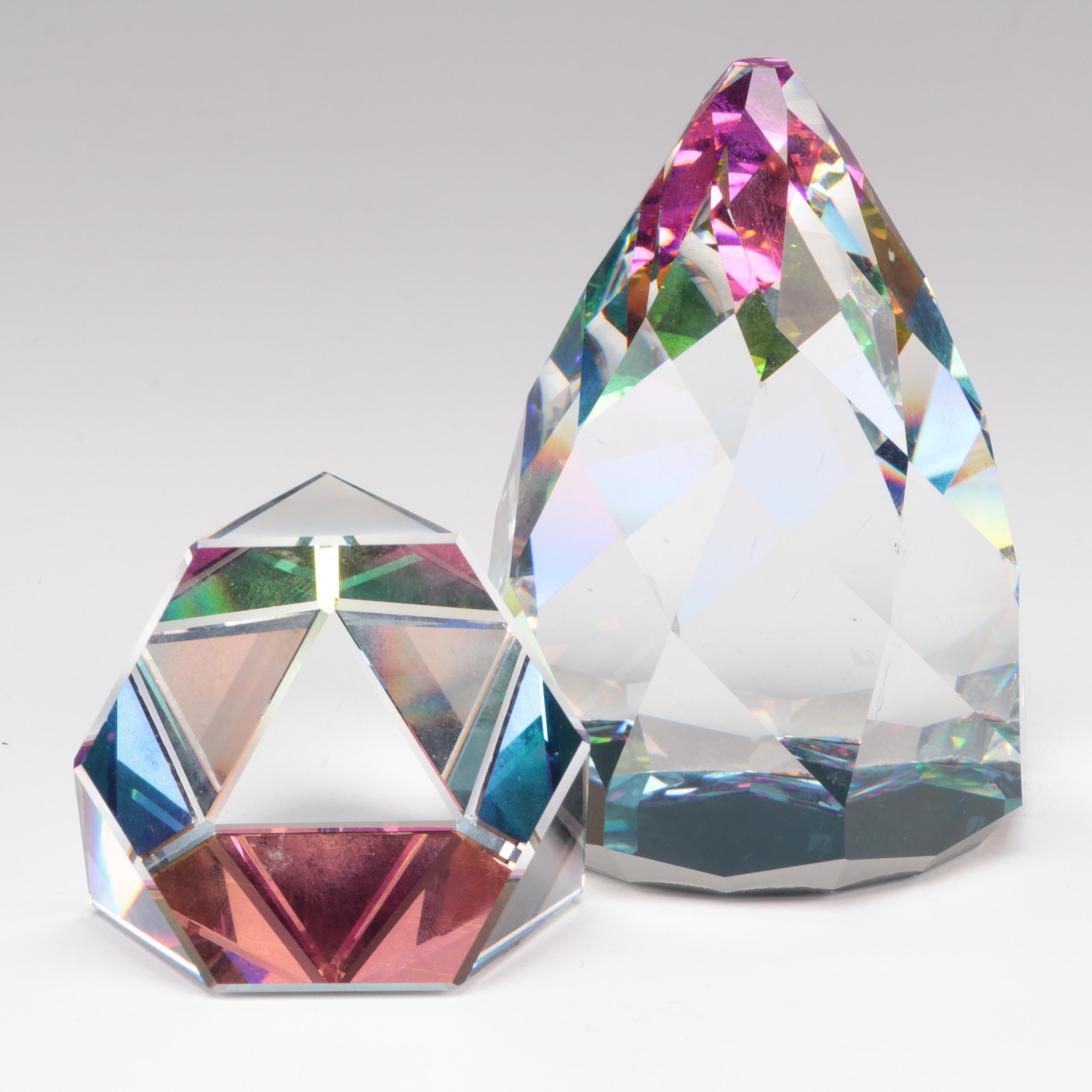 Swarovski Faceted Crystal Rainbow Paperweights