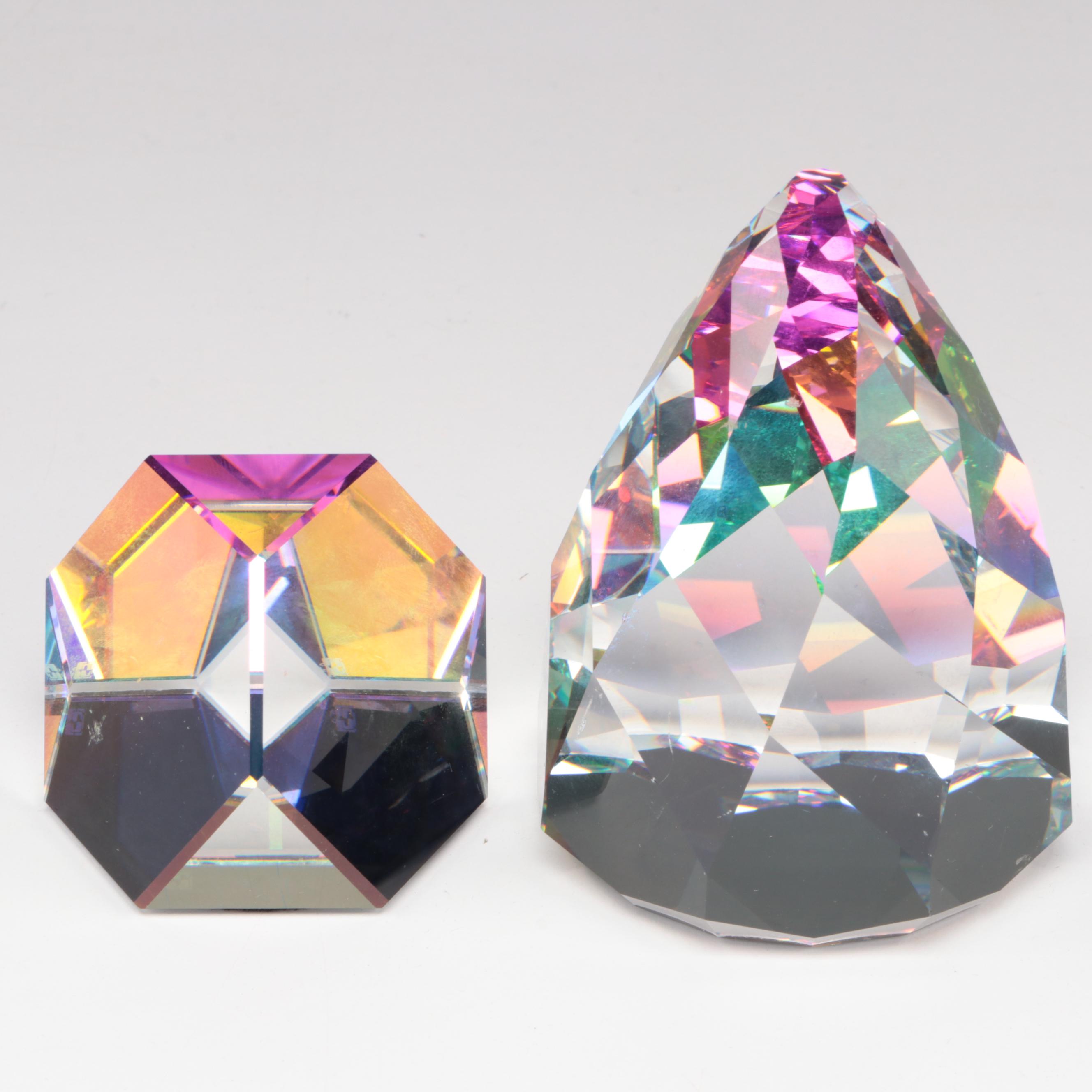 Swarovski Faceted Crystal Rainbow Paperweights