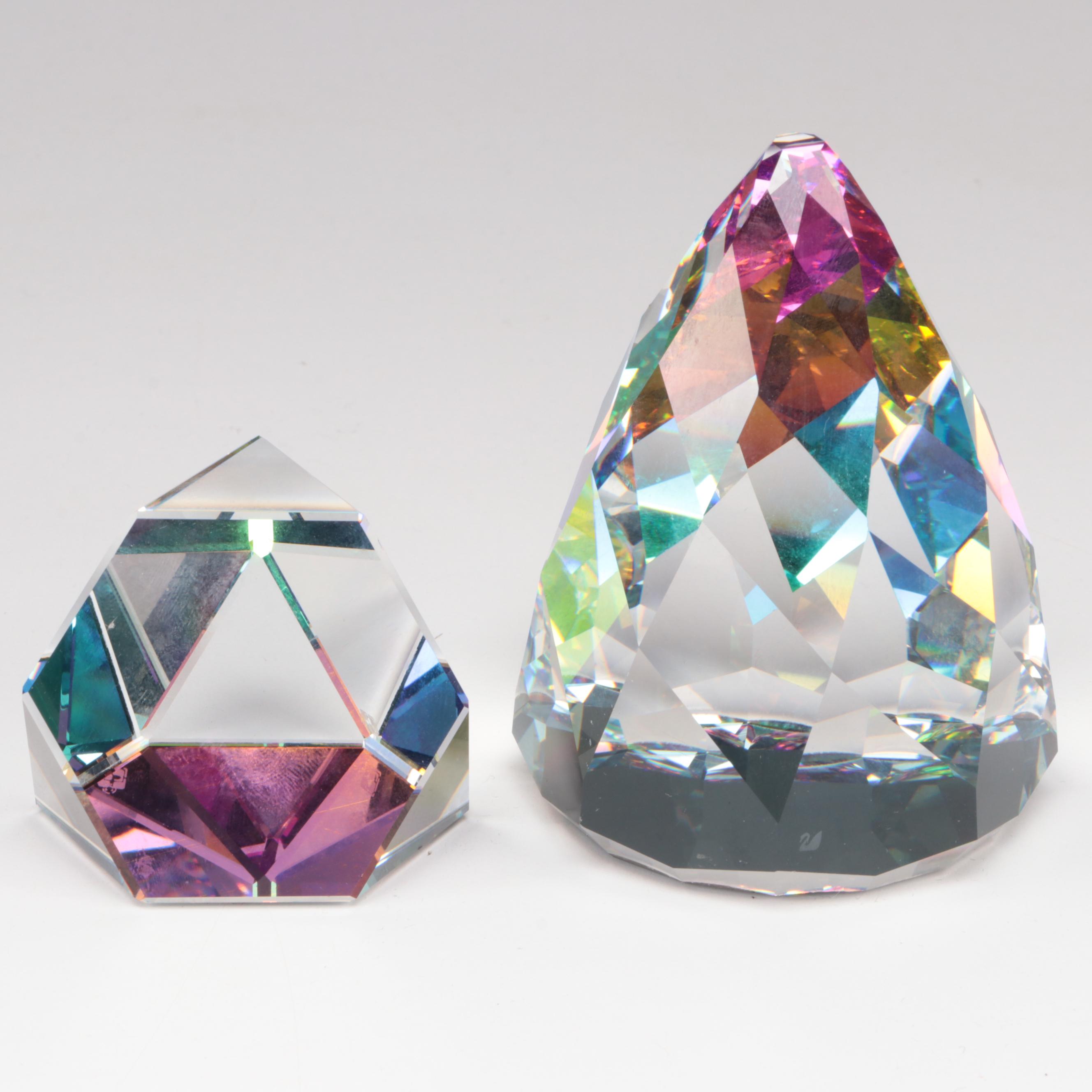 Swarovski Faceted Crystal Rainbow Paperweights