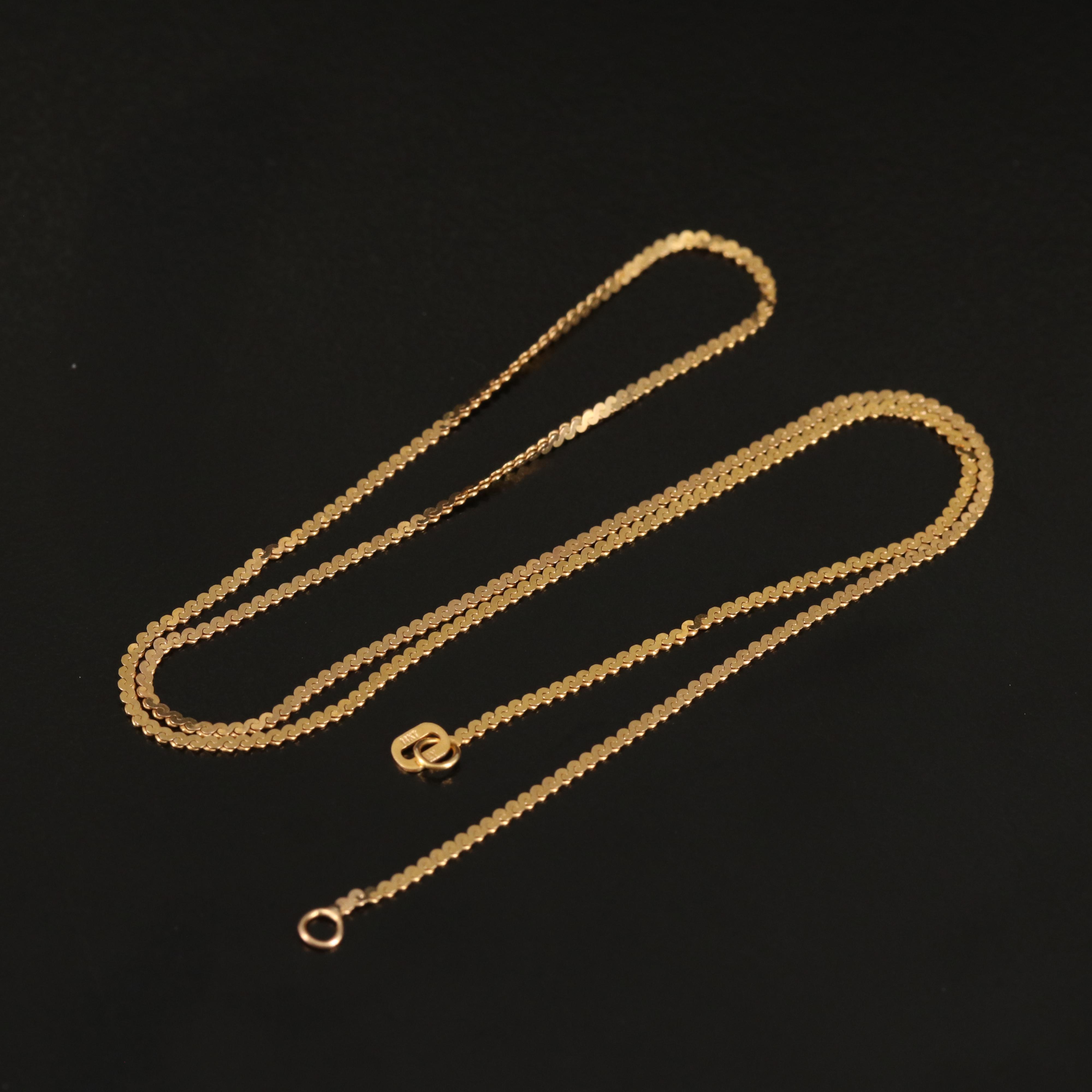 14K Serpentine Chain Necklace