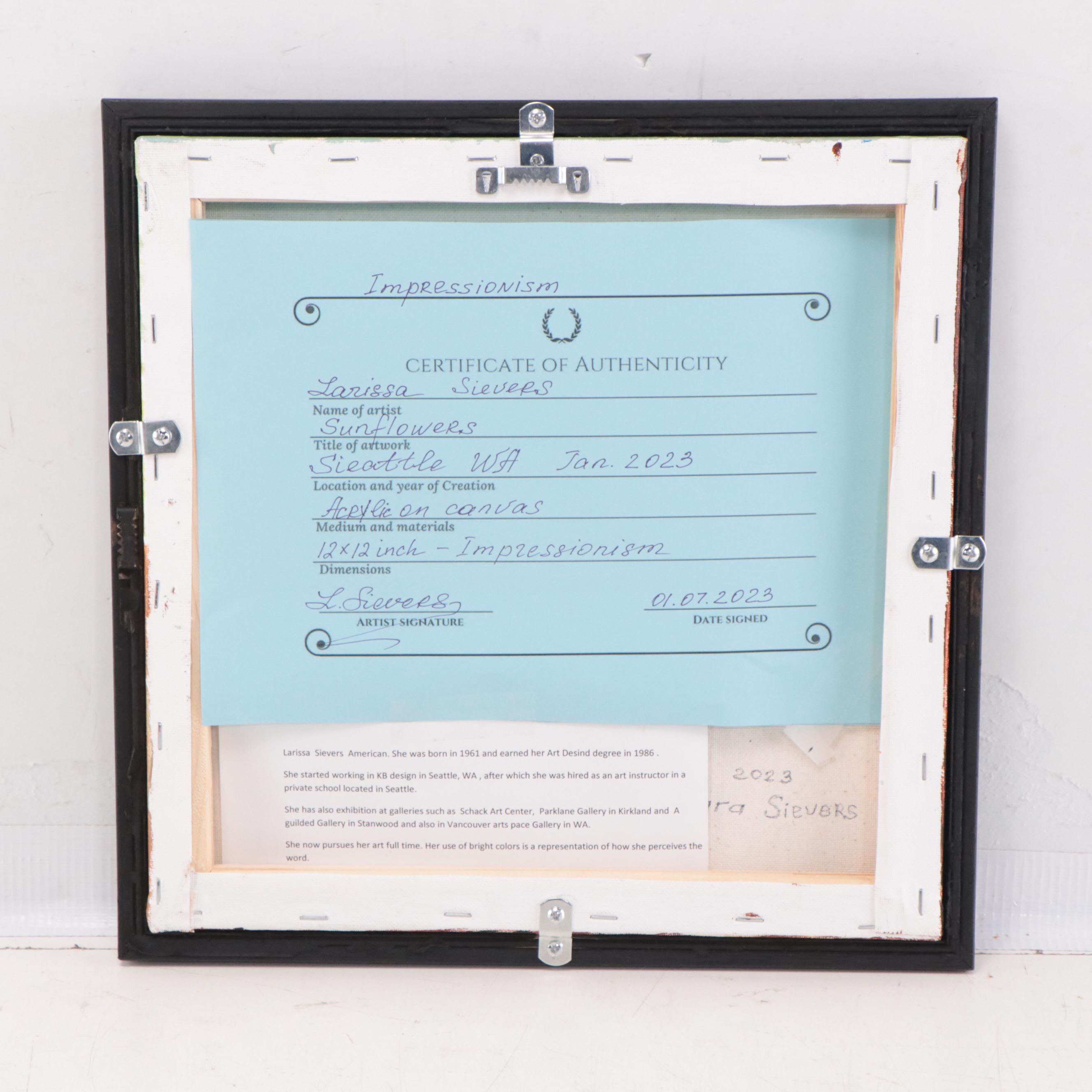 Larissa Sievers Acrylic Painting "Sunflowers," 2023