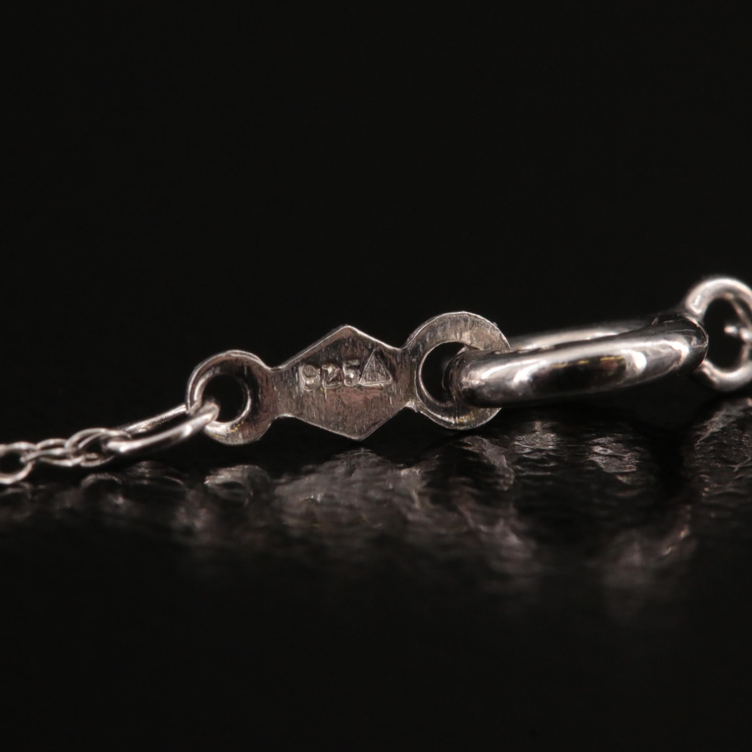 Sterling Double Heart Diamond Pendant Necklace