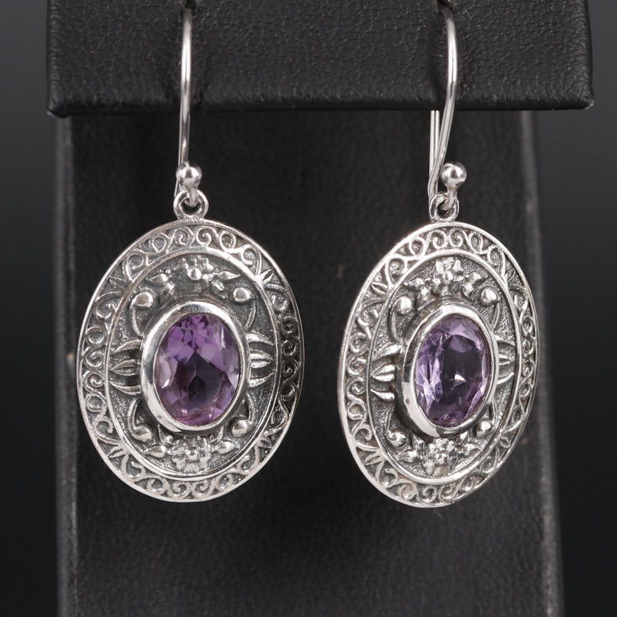 Sterling Amethyst Drop Earrings