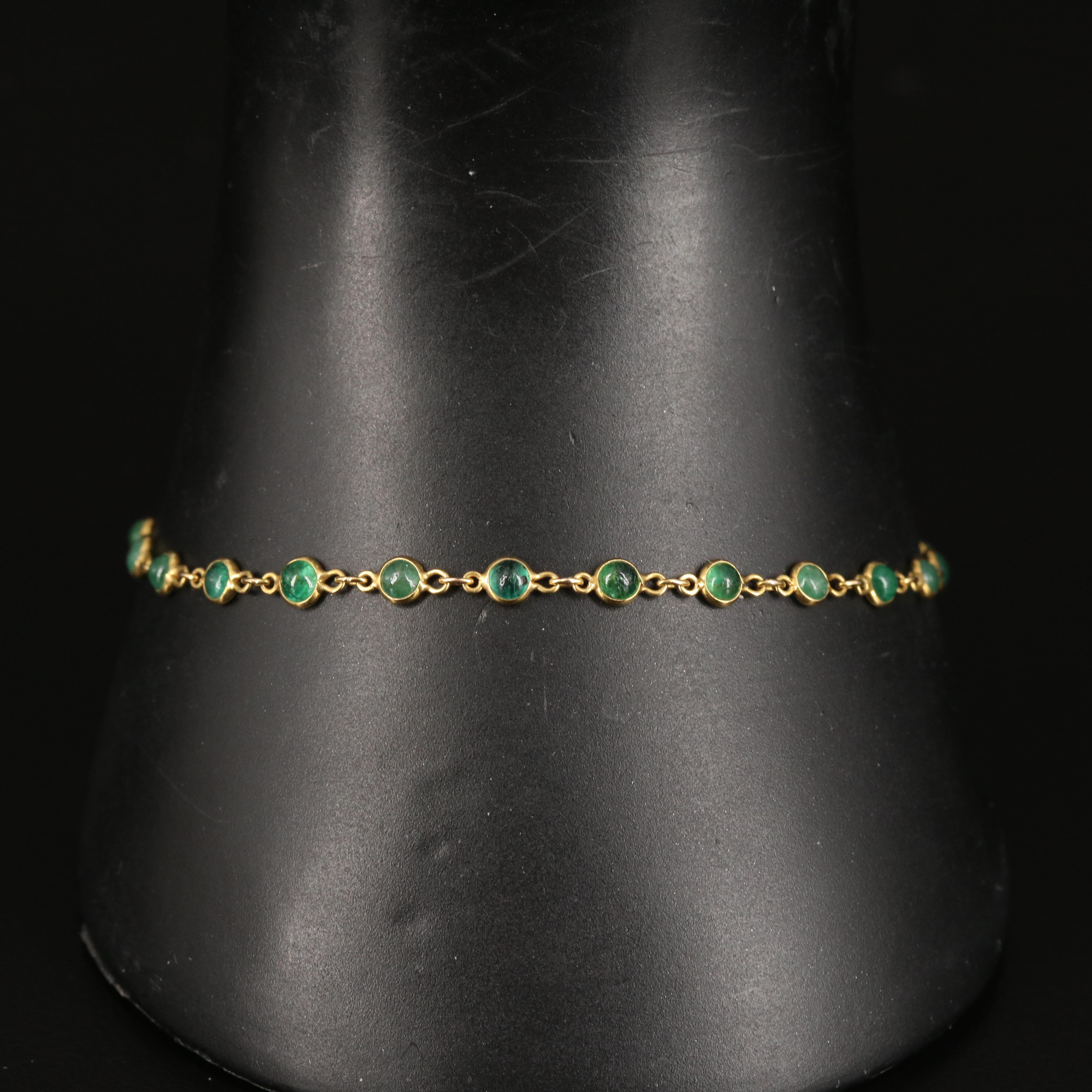 18K Emerald Bezel Set Line Bracelet