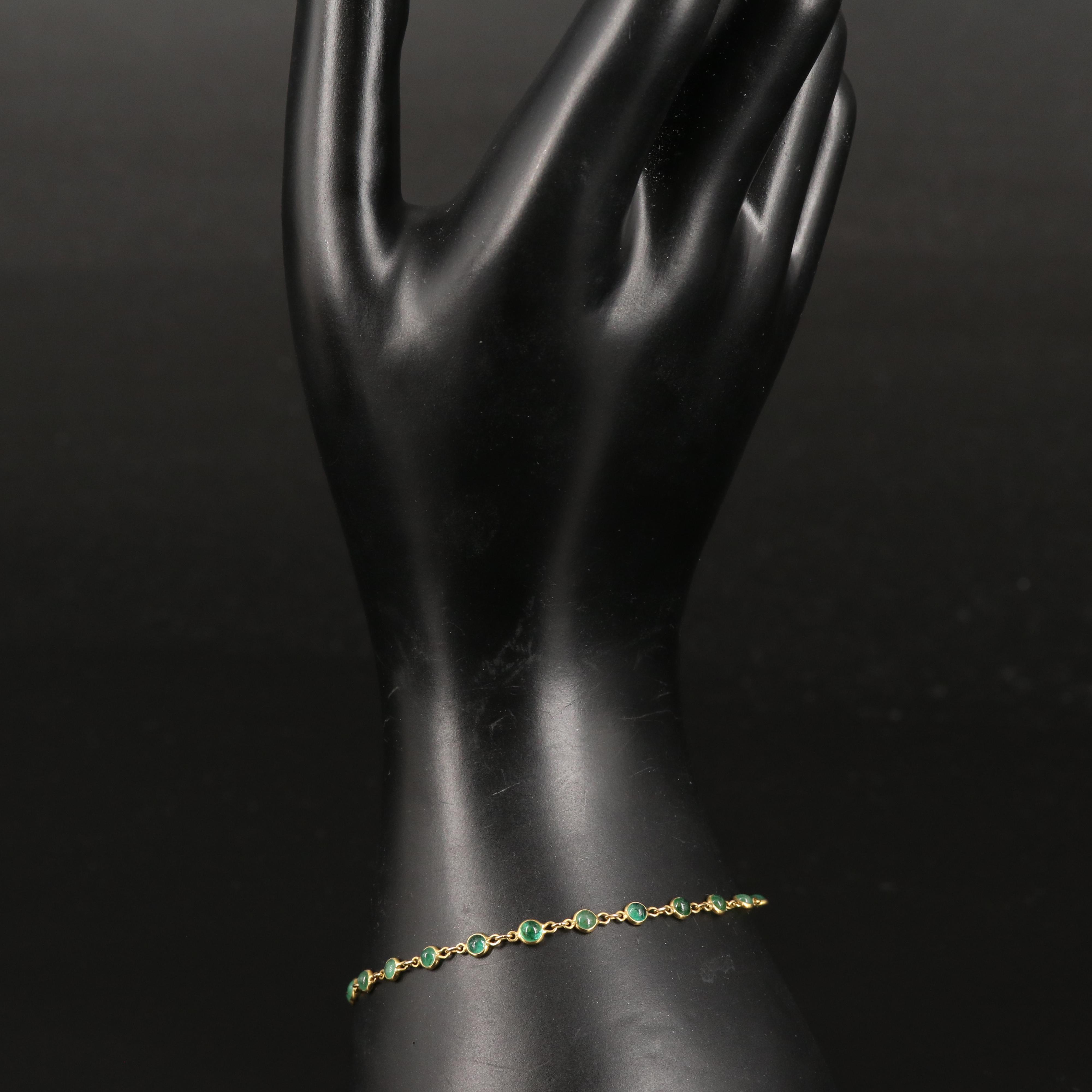 18K Emerald Bezel Set Line Bracelet