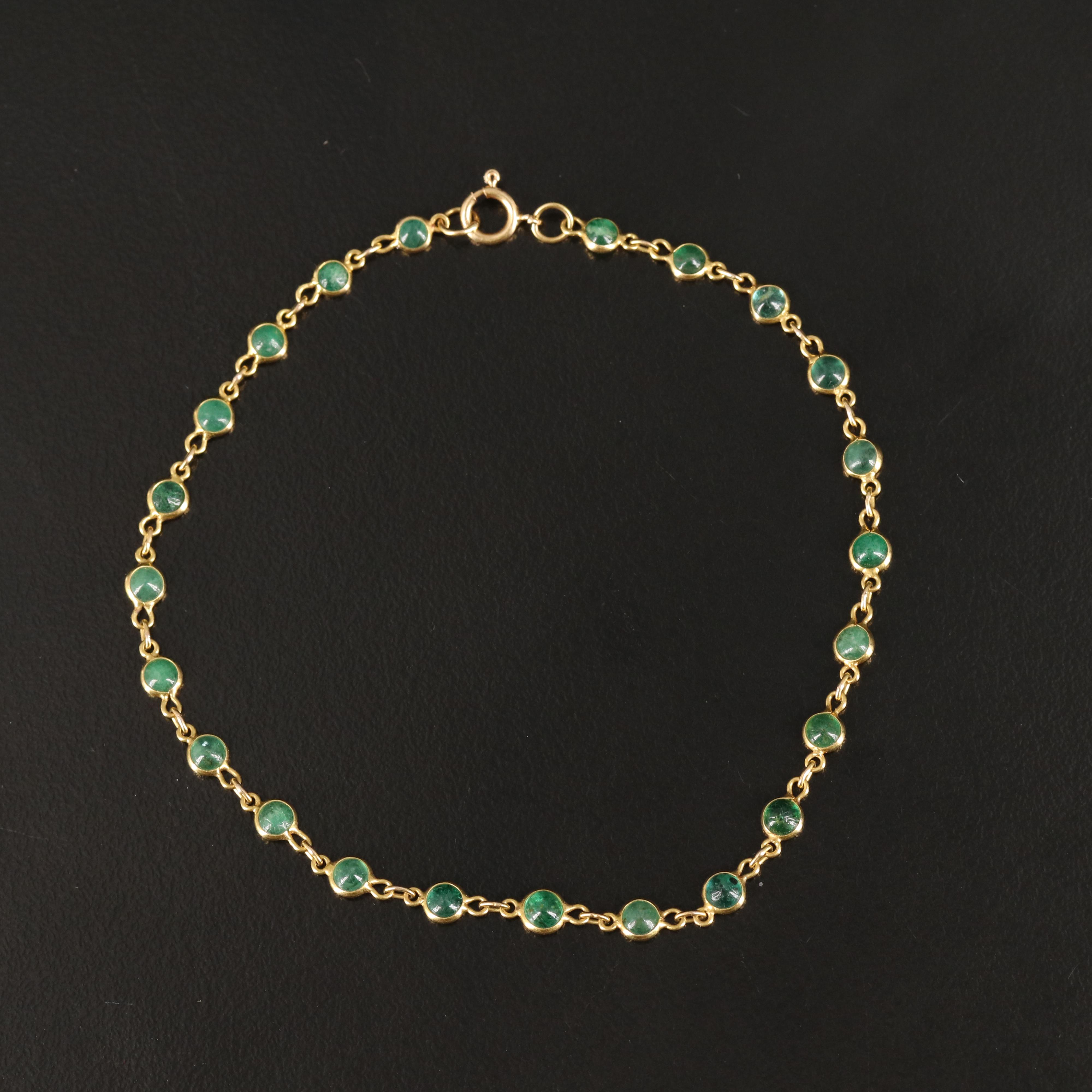 18K Emerald Bezel Set Line Bracelet
