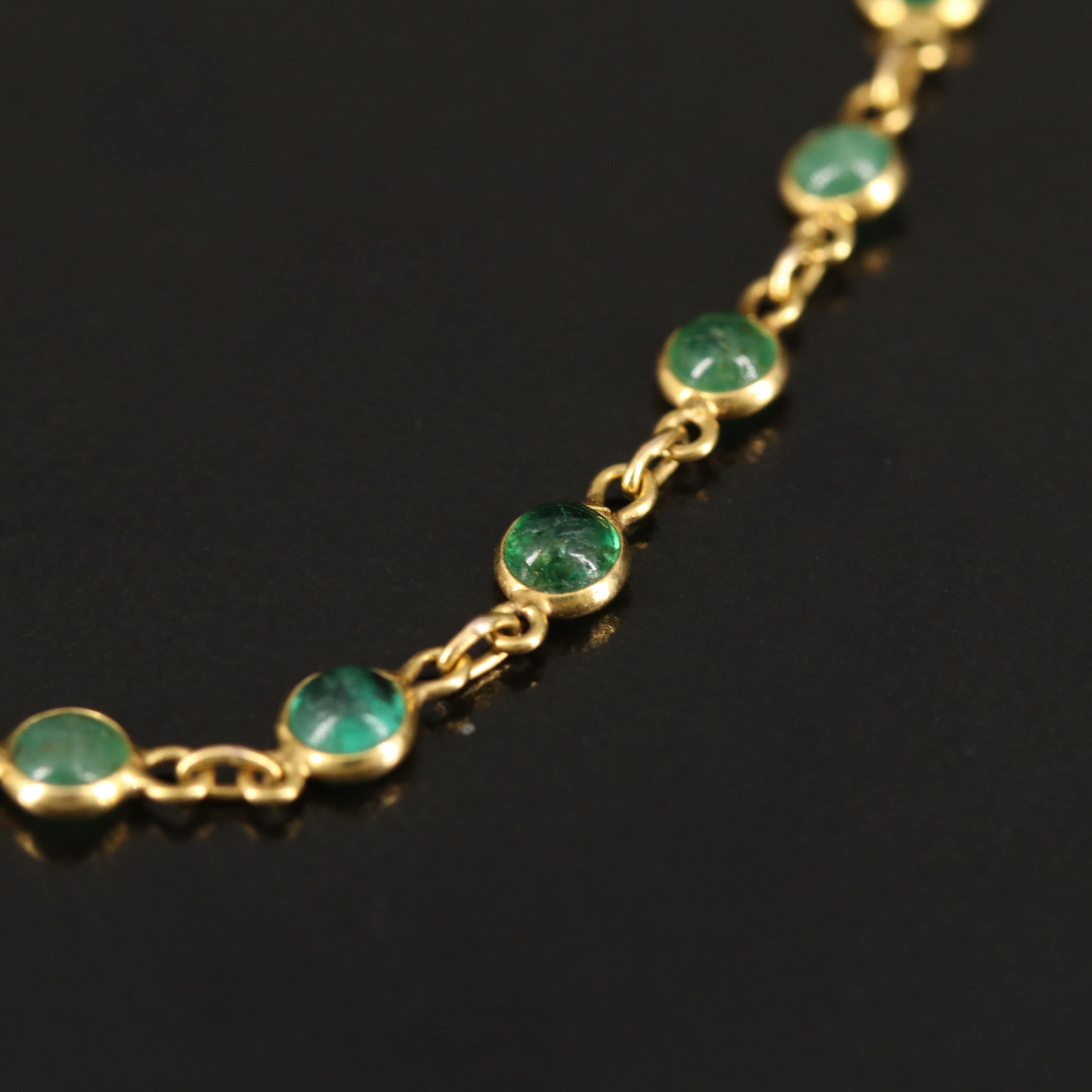 18K Emerald Bezel Set Line Bracelet
