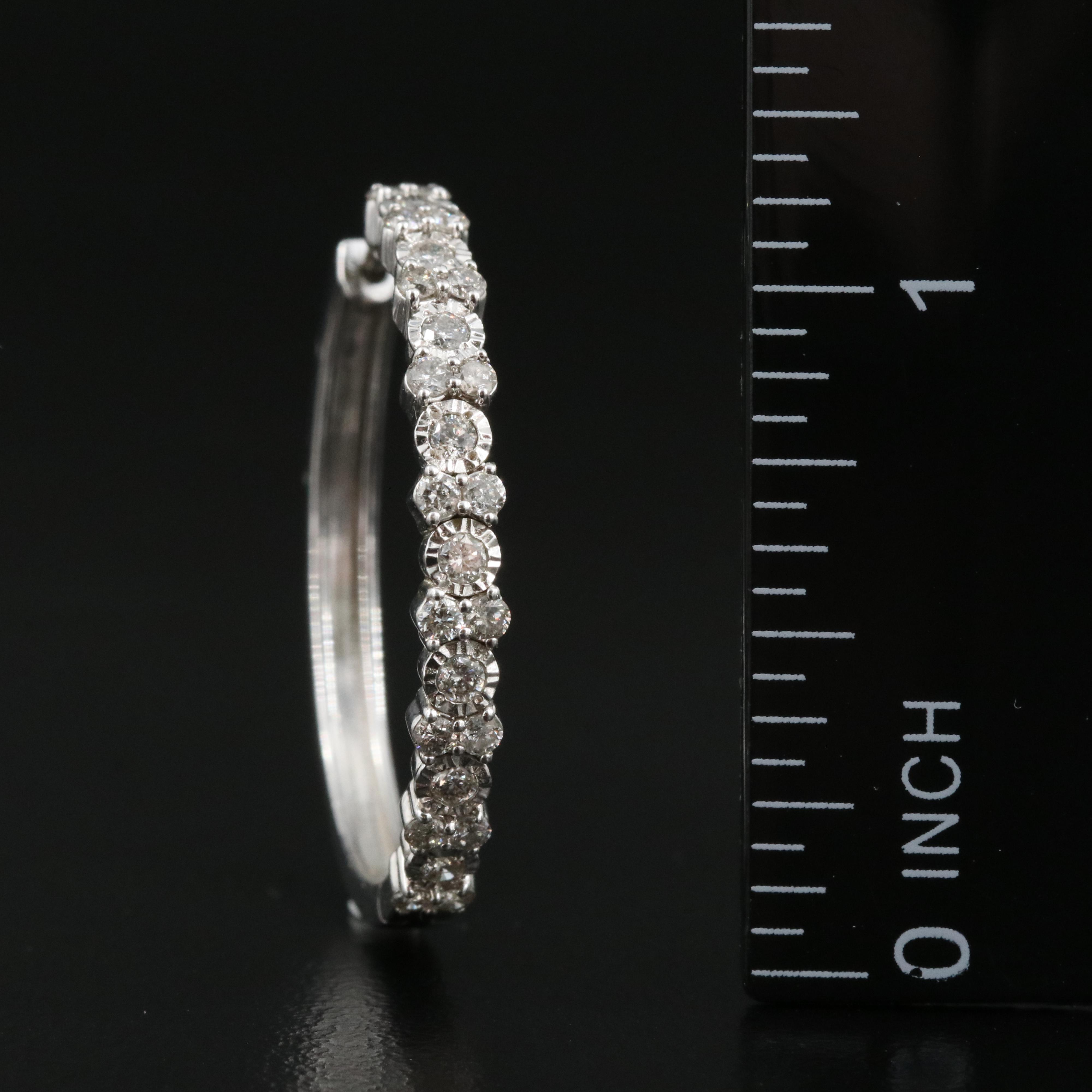 Sterling Diamond Hoop Earrings