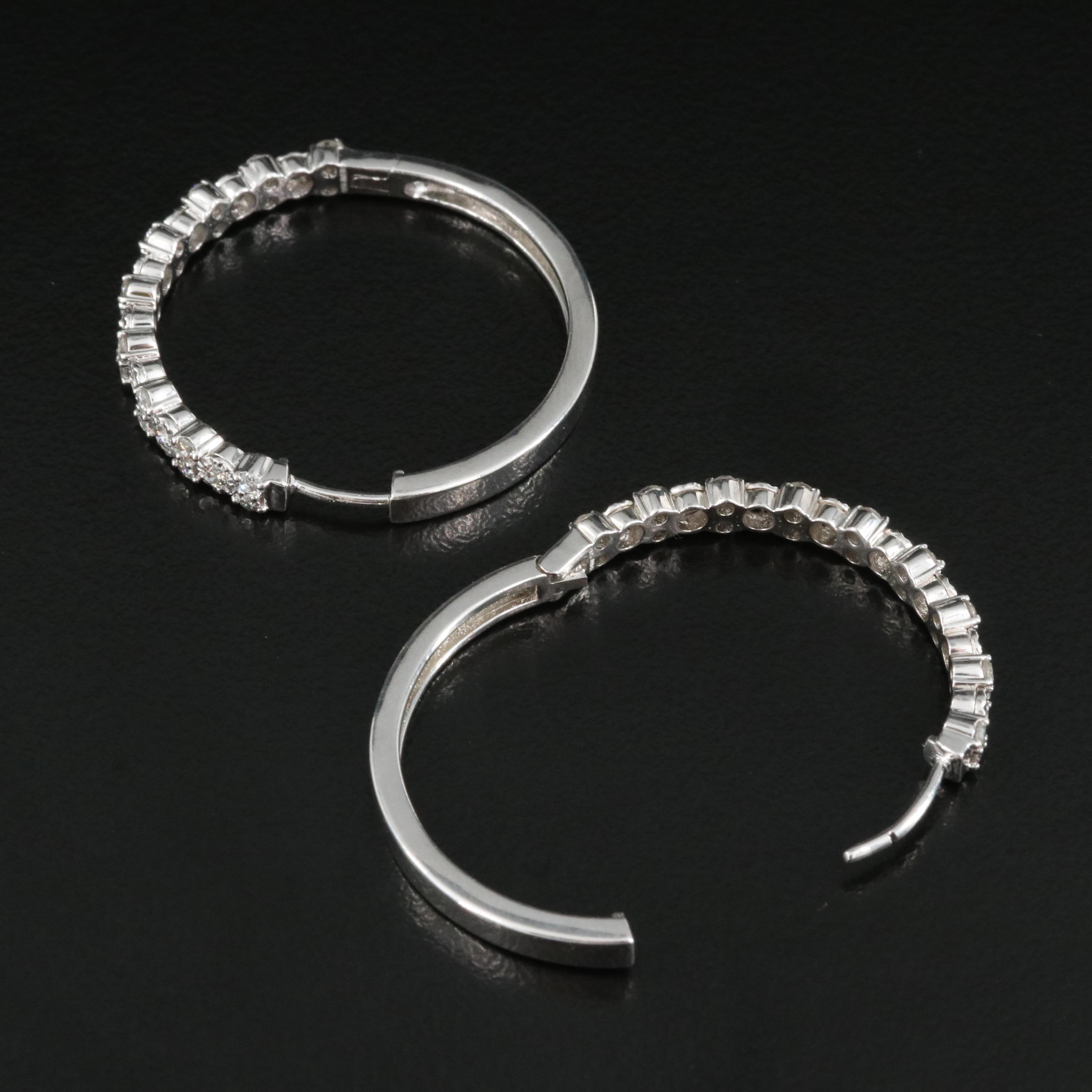 Sterling Diamond Hoop Earrings