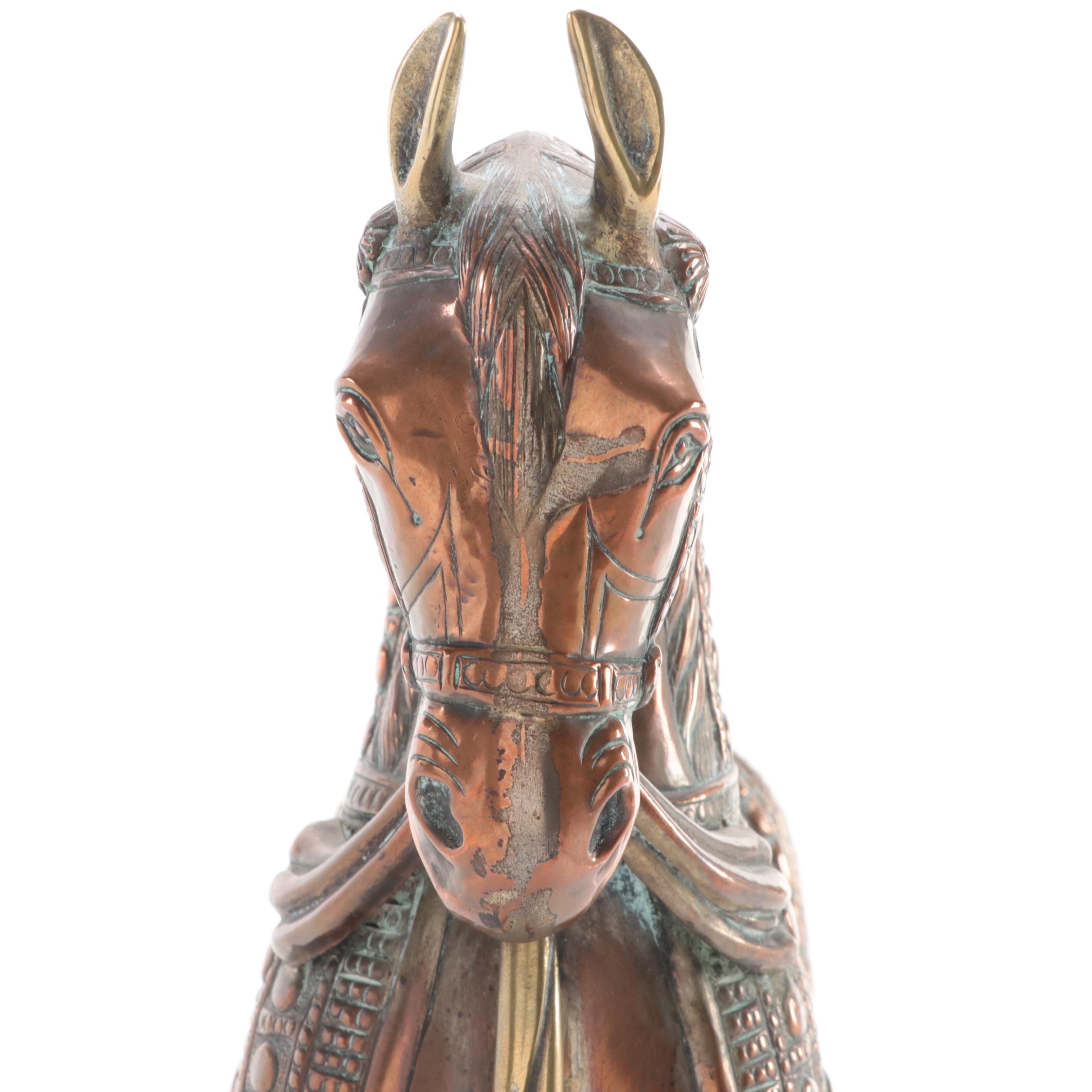 Brass Plated Over Copper Horse Figurine, Early to Mid 20th Century