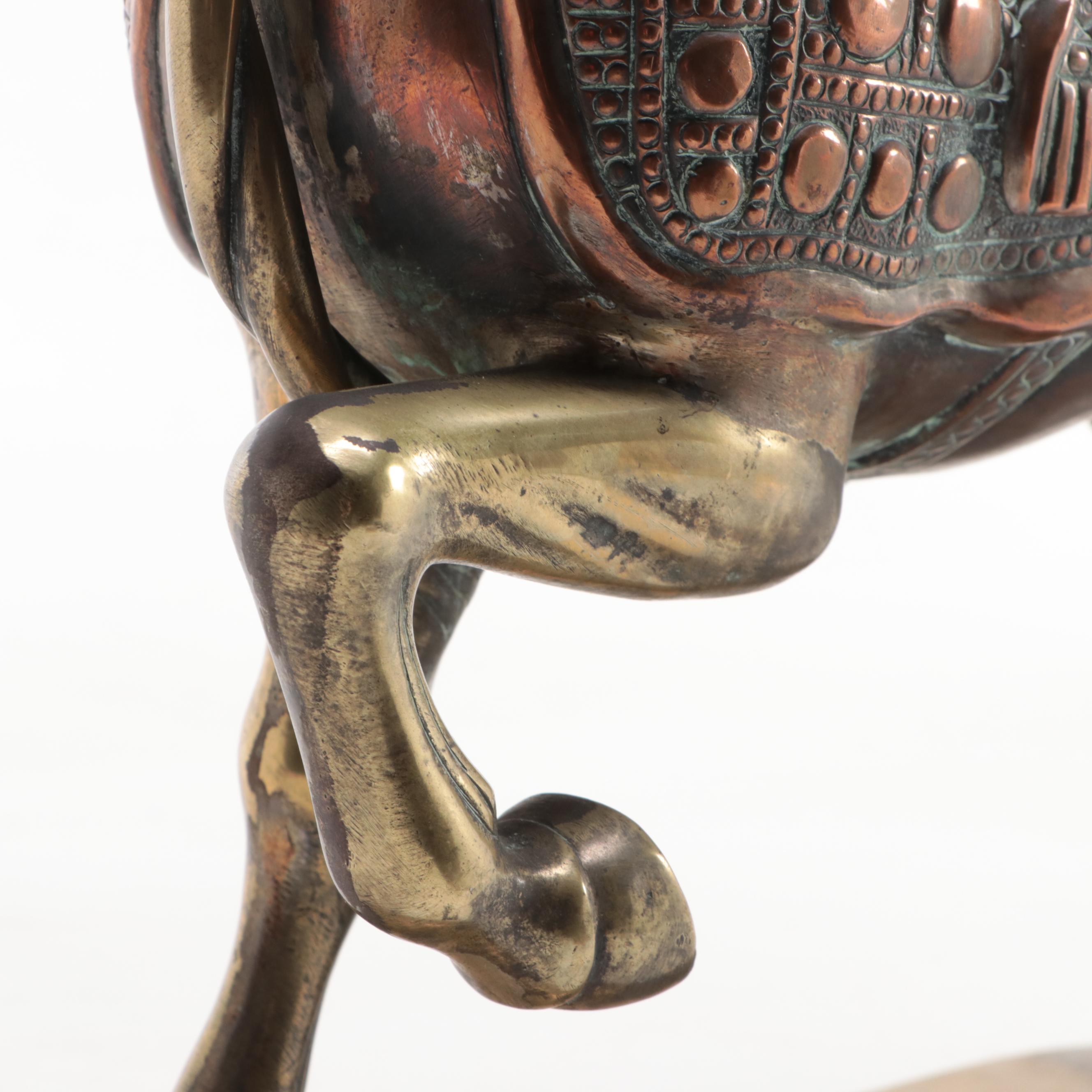 Brass Plated Over Copper Horse Figurine, Early to Mid 20th Century