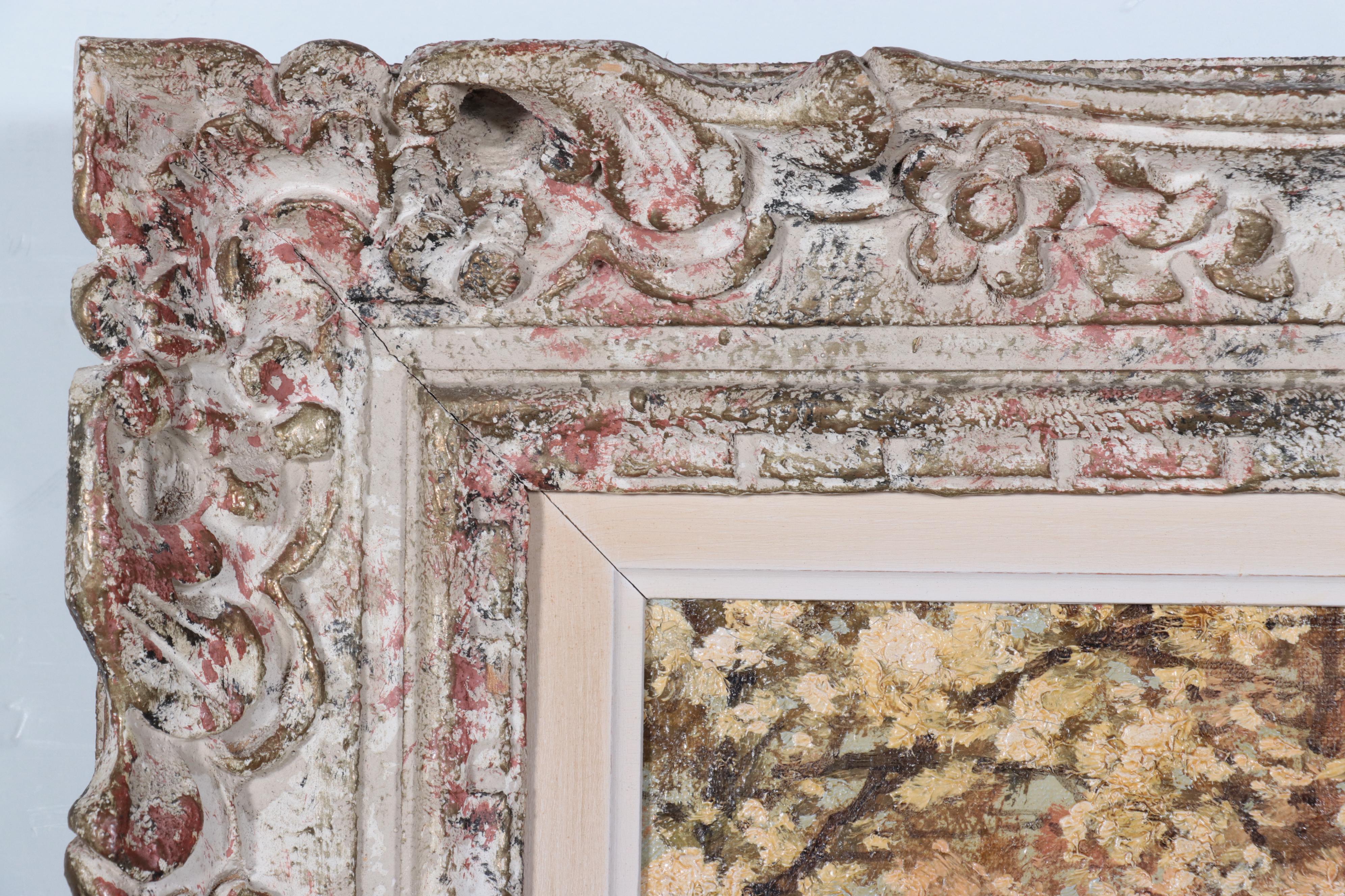 László Neogrády Landscape Oil Painting of Figures at Bridge