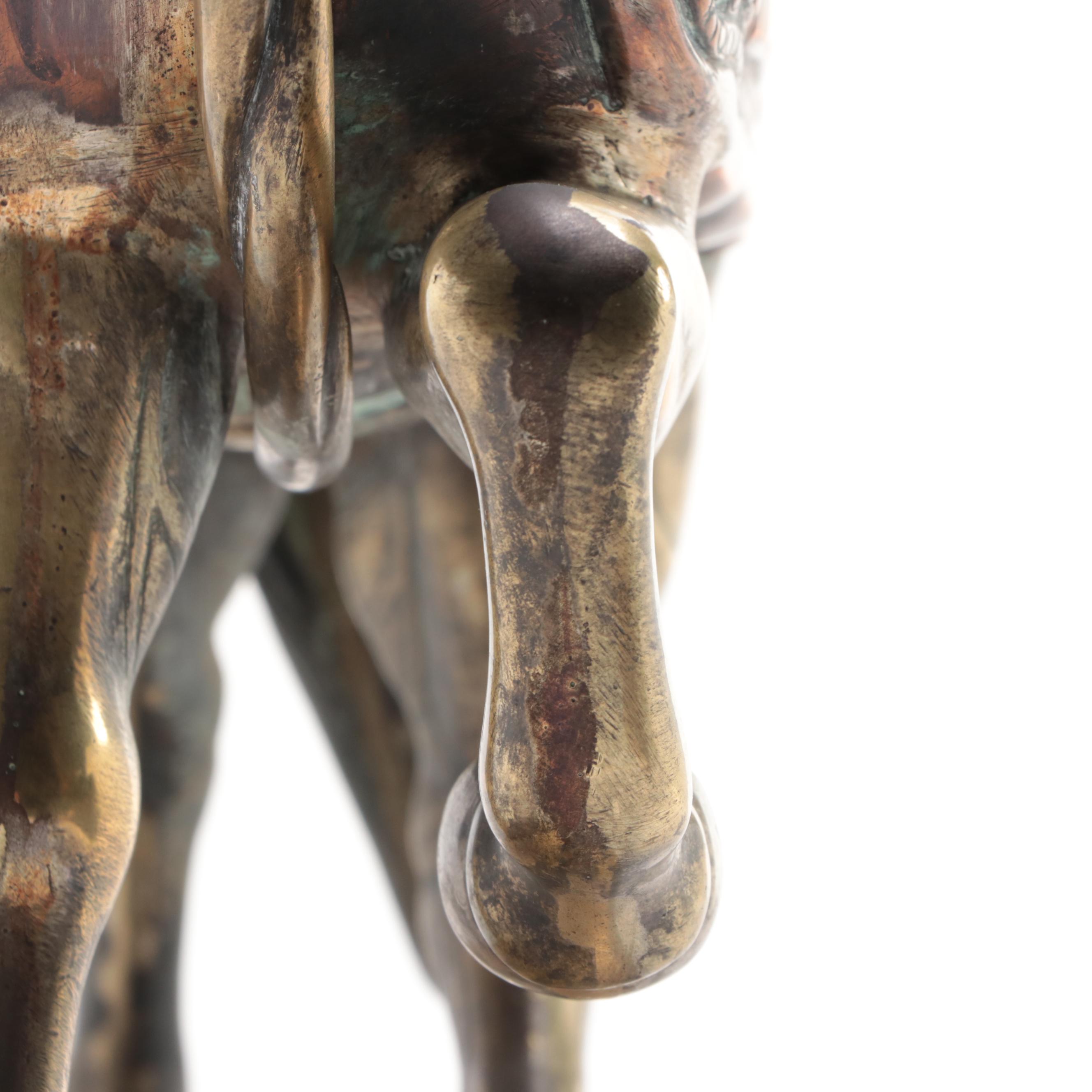 Brass Plated Over Copper Horse Figurine, Early to Mid 20th Century
