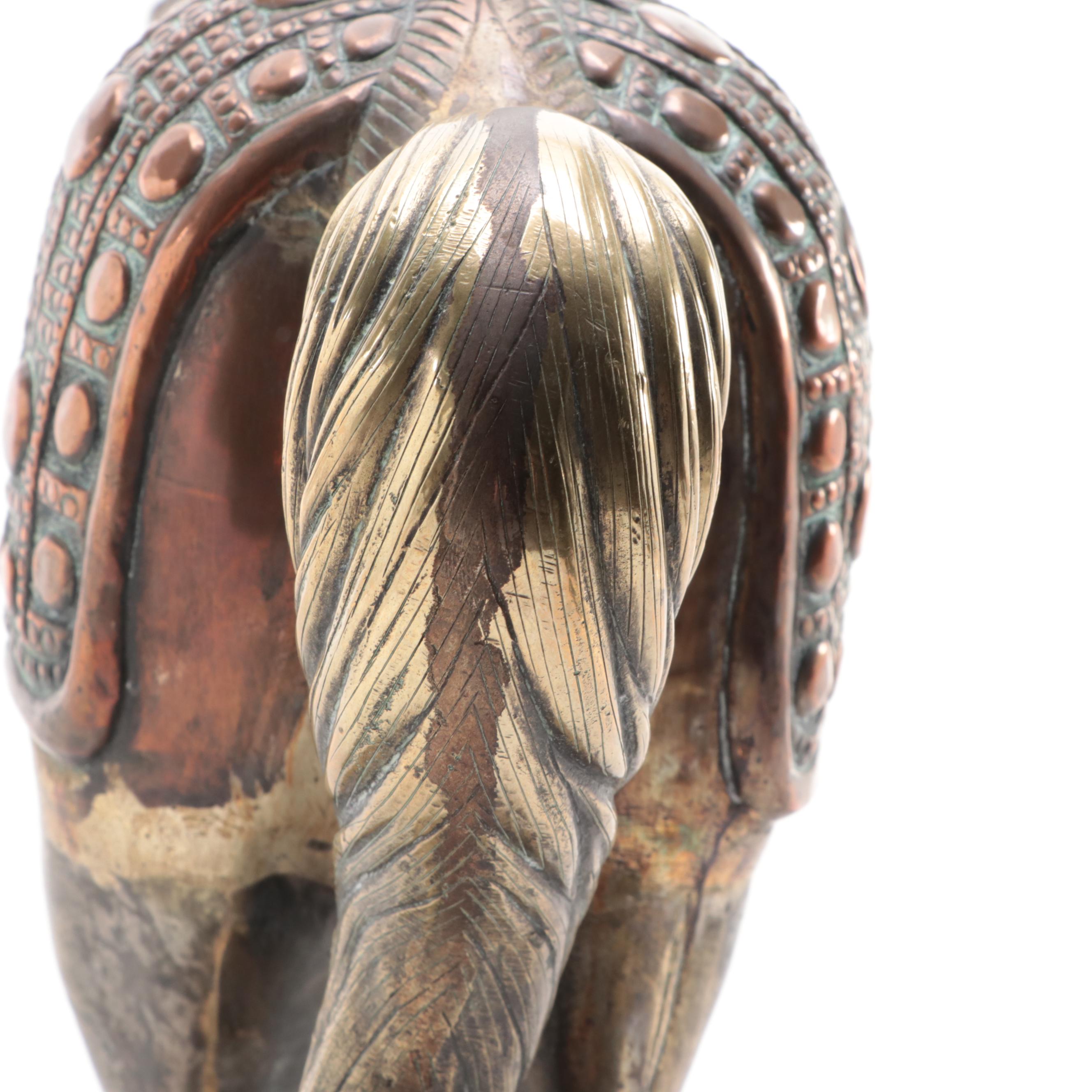 Brass Plated Over Copper Horse Figurine, Early to Mid 20th Century