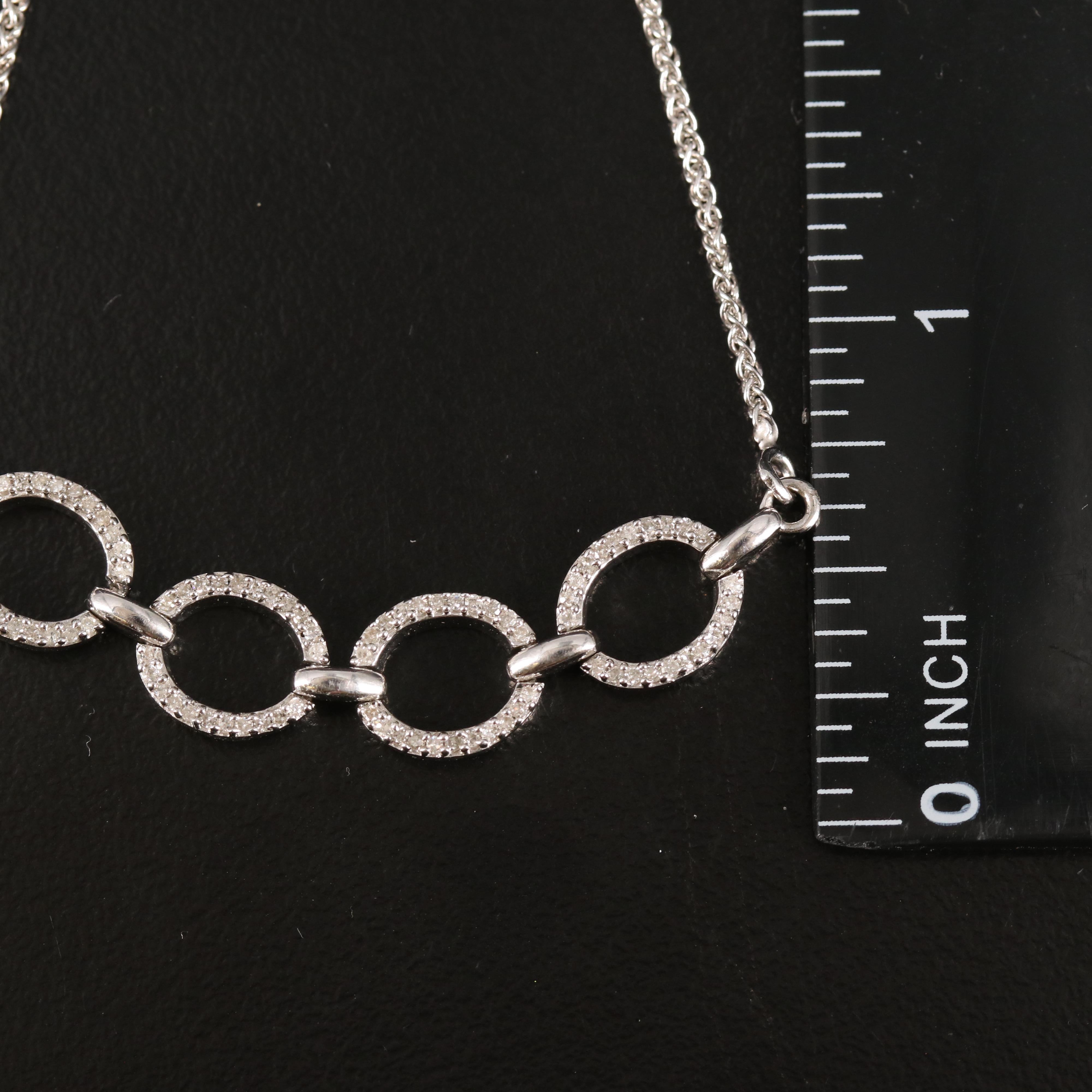Diamond Oval Link Bolo Bracelet in Sterling