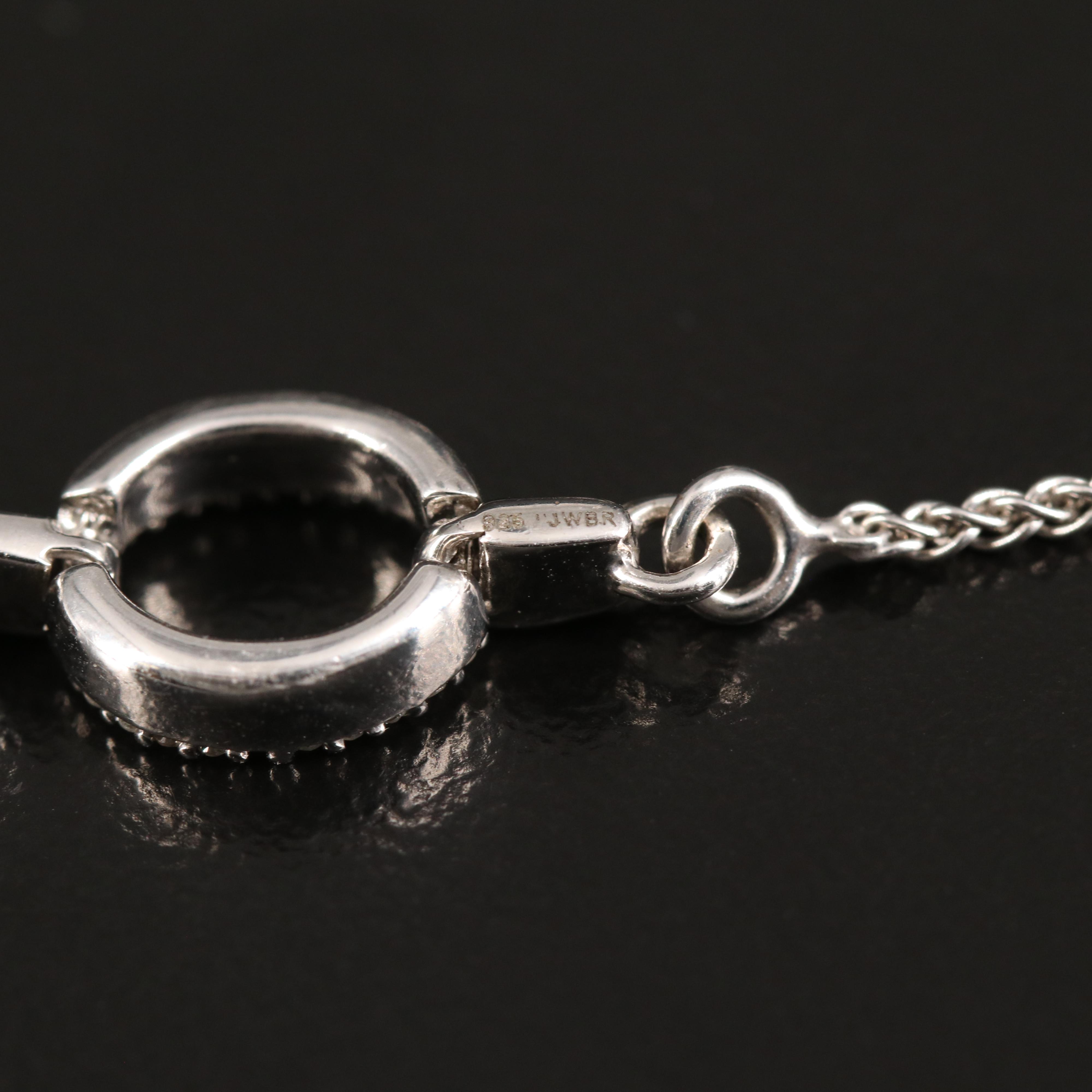 Diamond Oval Link Bolo Bracelet in Sterling