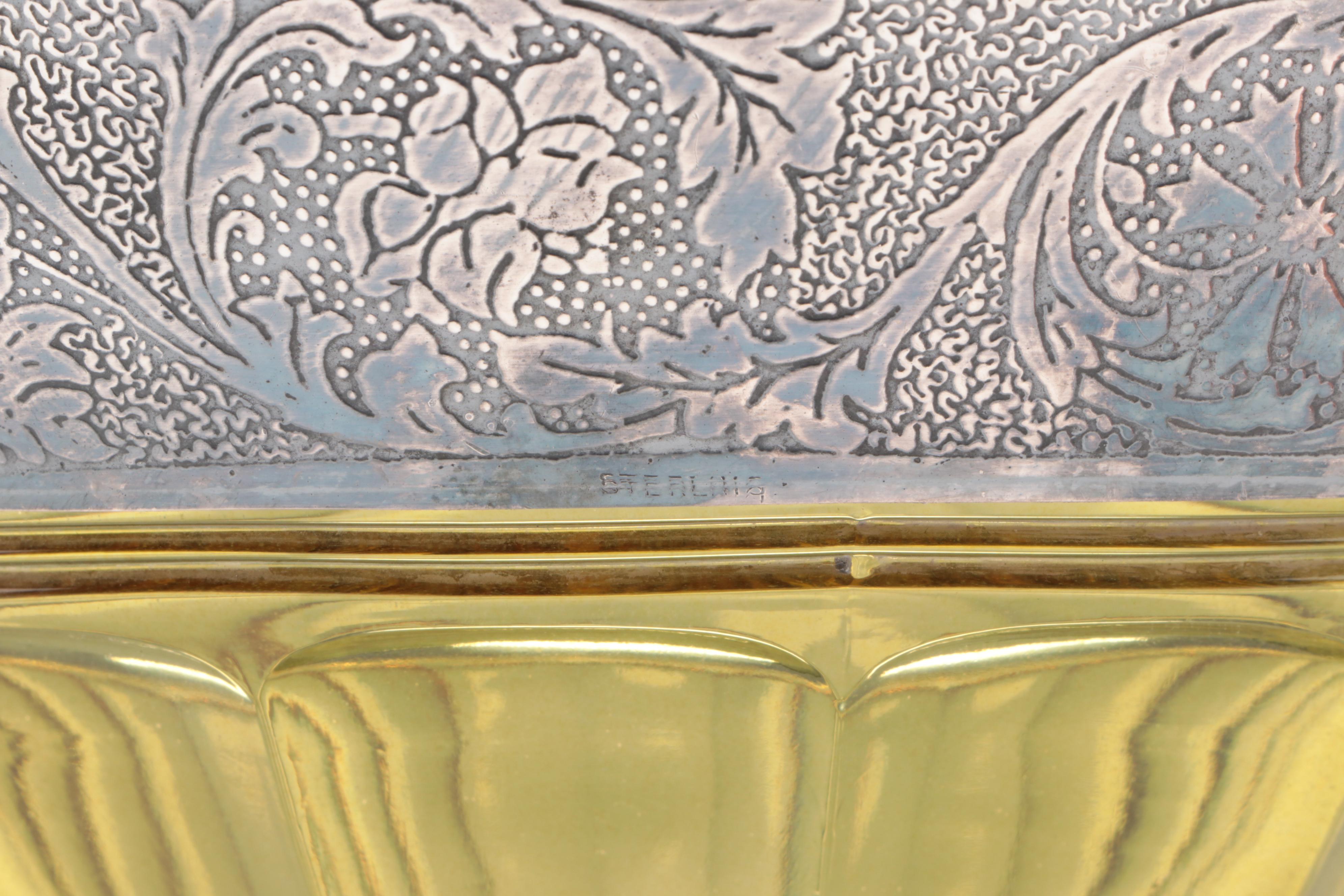 Mosser "Thistle" Pitcher with Other Art Deco Silver Accented Tableware