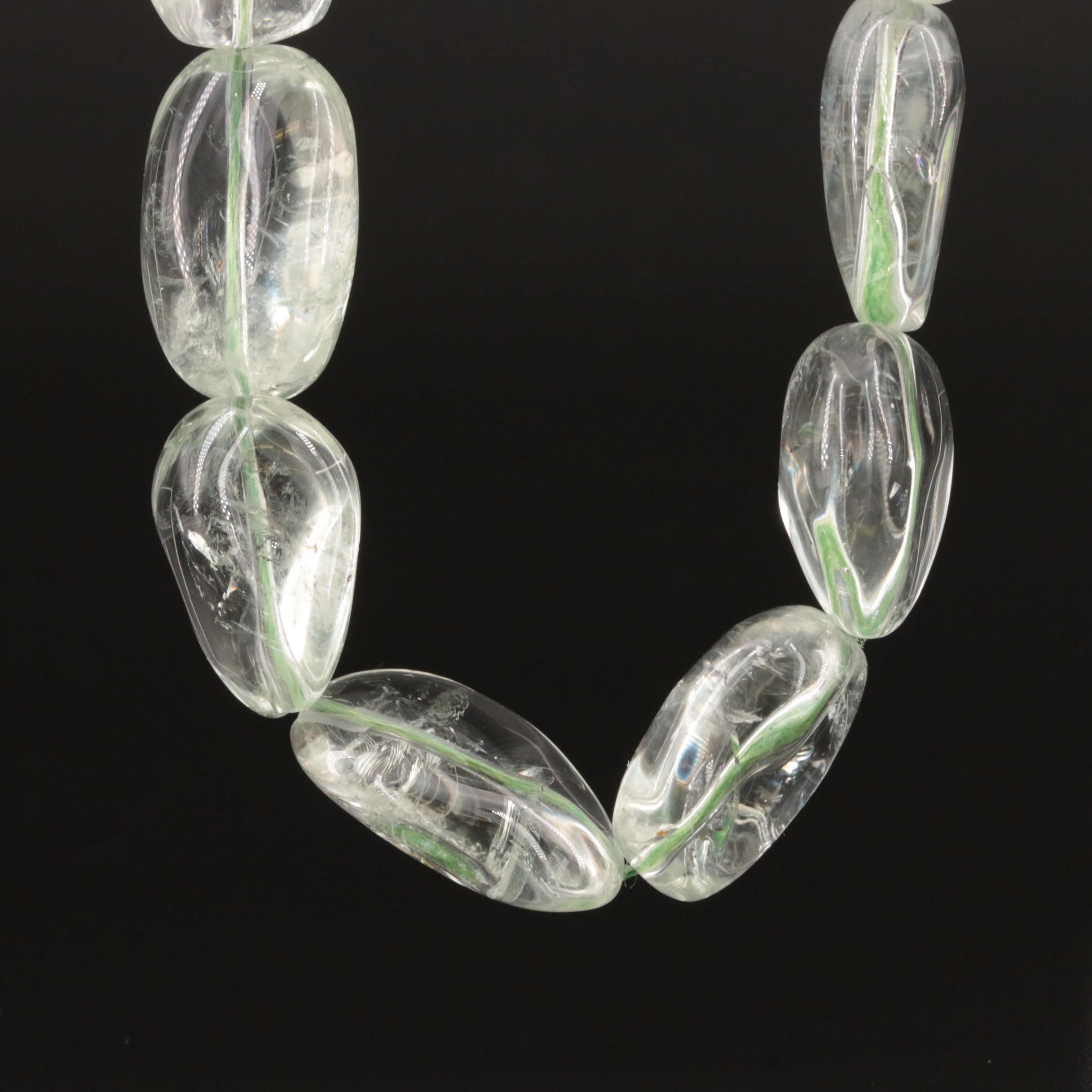Prasiolite Beaded Necklace with 14K Clasp