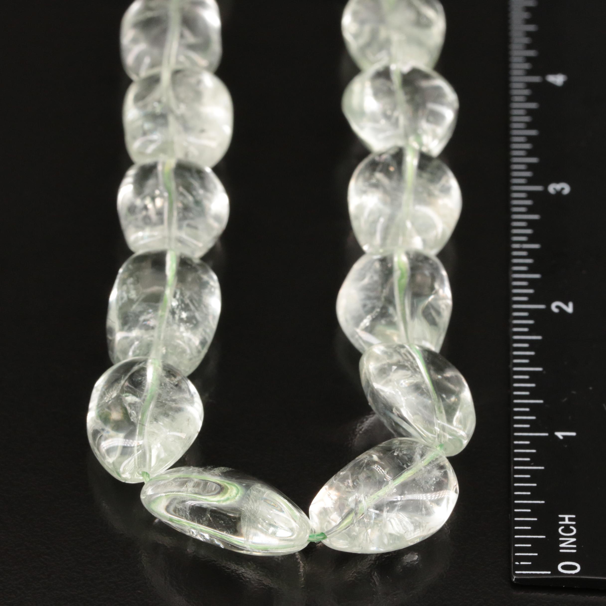 Prasiolite Beaded Necklace with 14K Clasp
