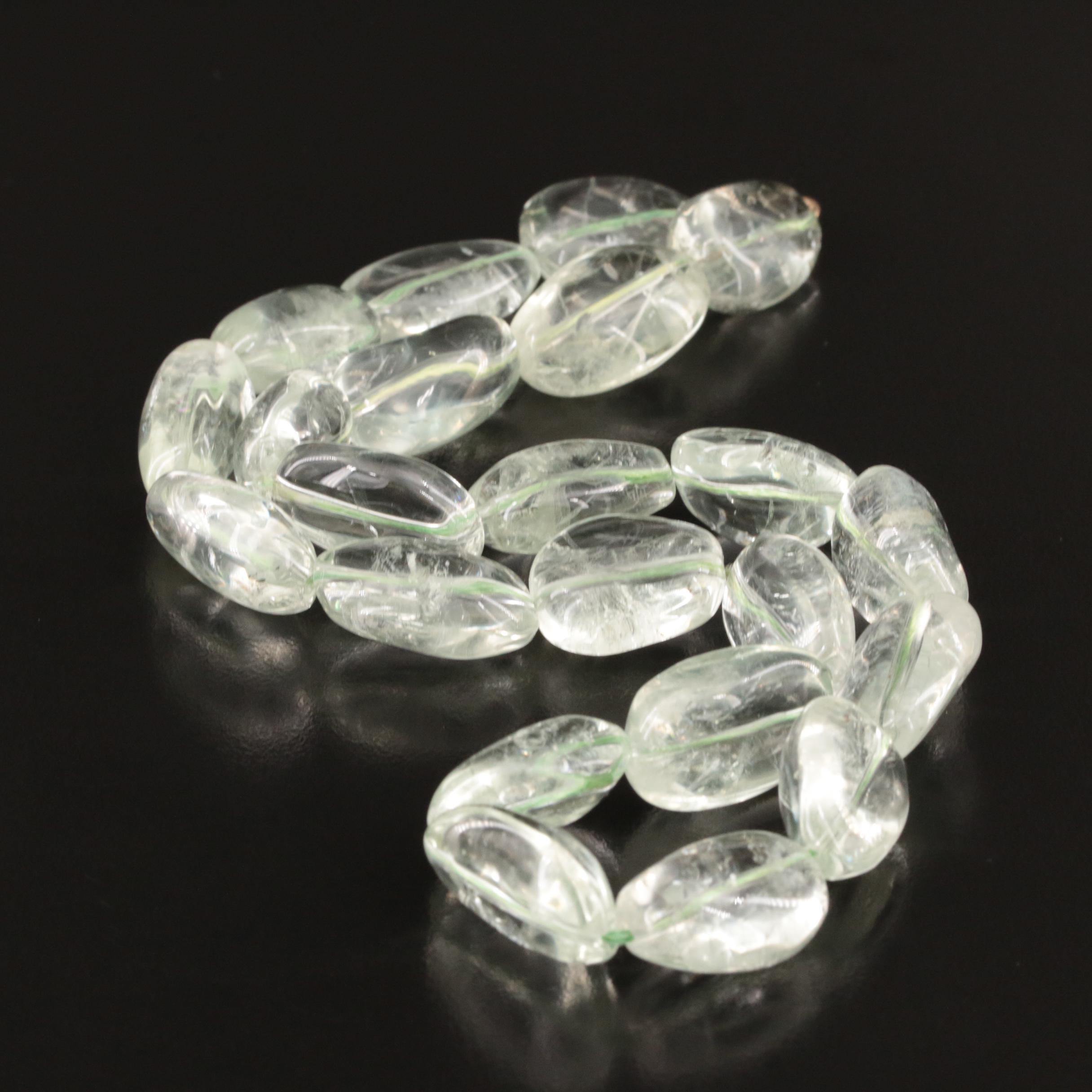 Prasiolite Beaded Necklace with 14K Clasp