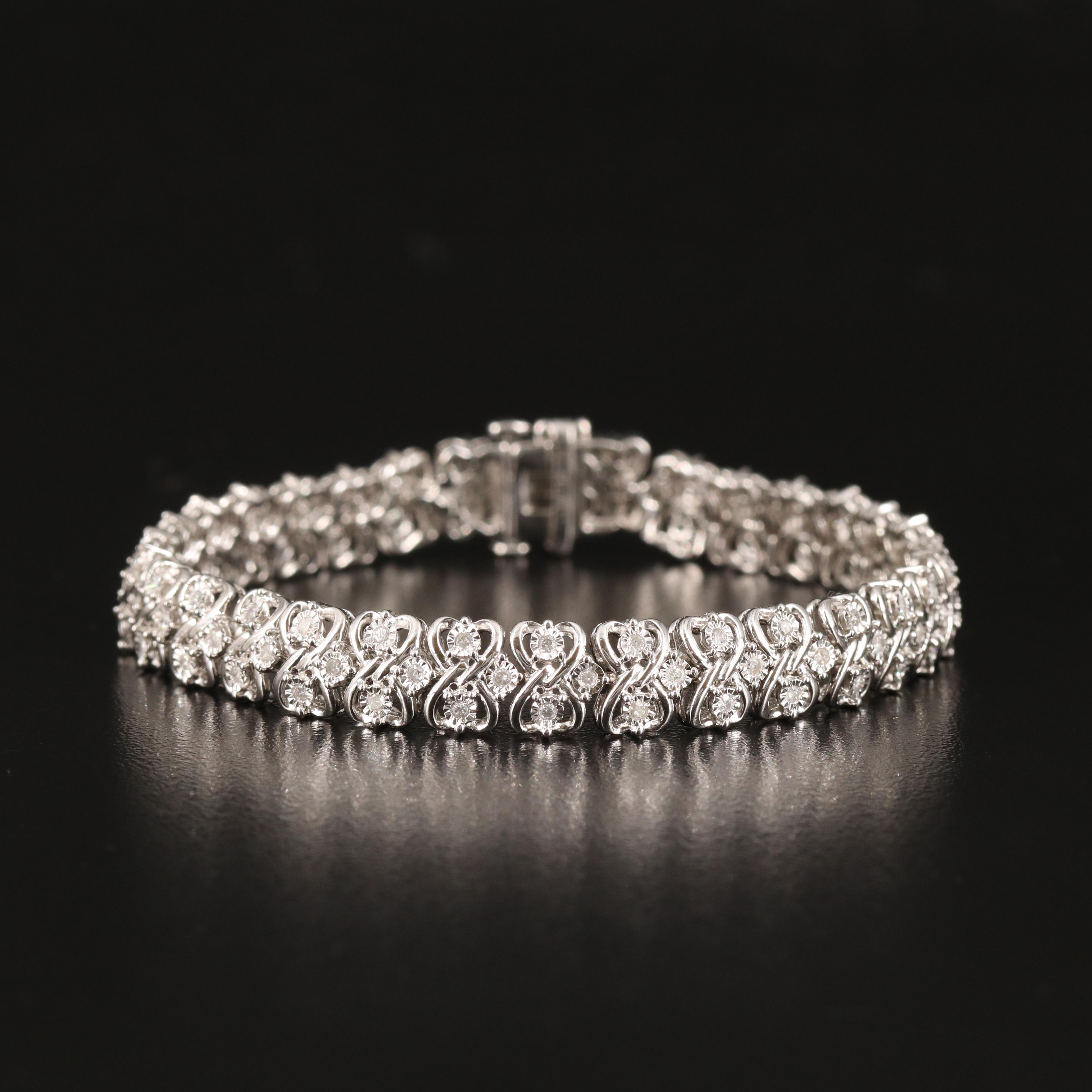 Sterling 1.02 CTW Diamond Bracelet