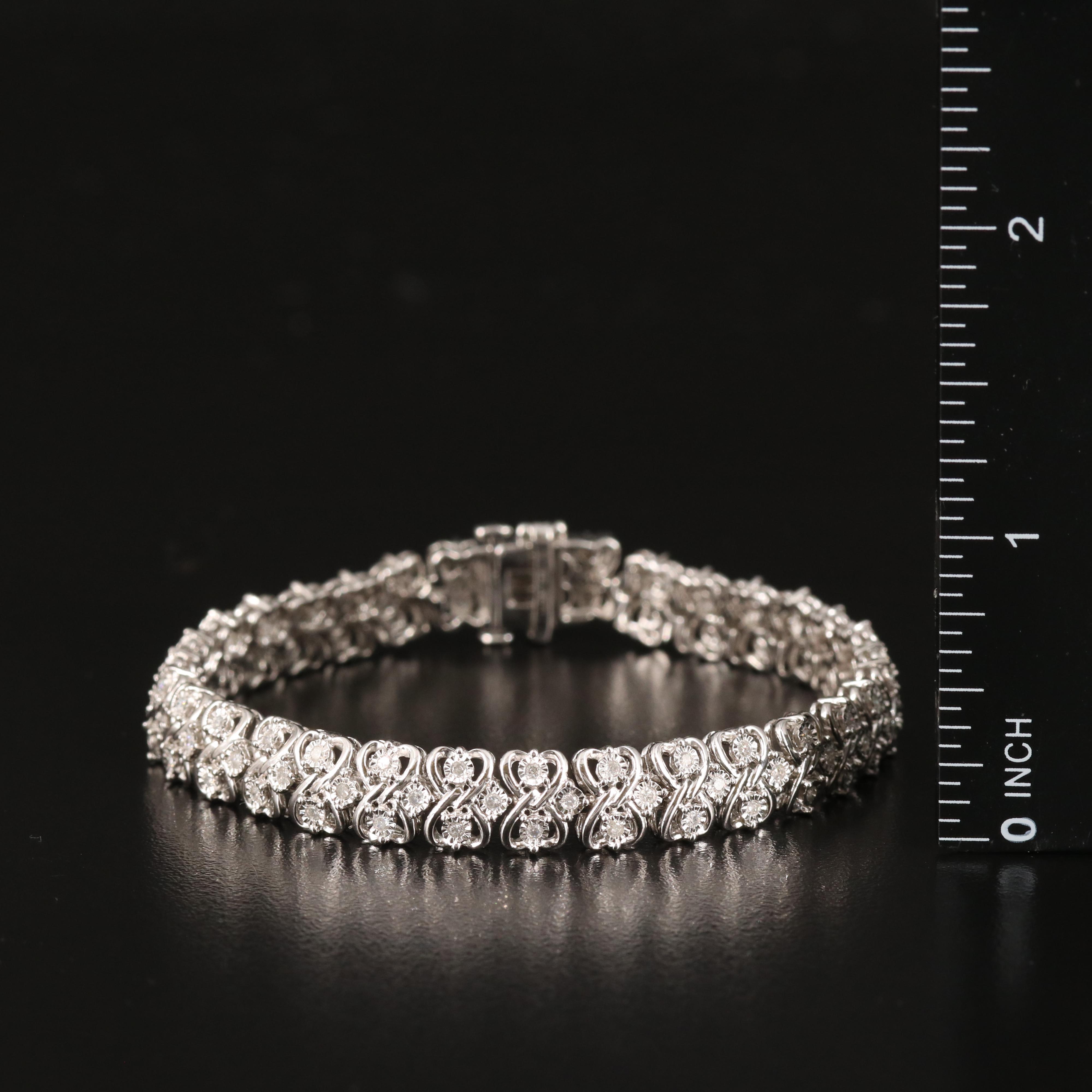 Sterling 1.02 CTW Diamond Bracelet